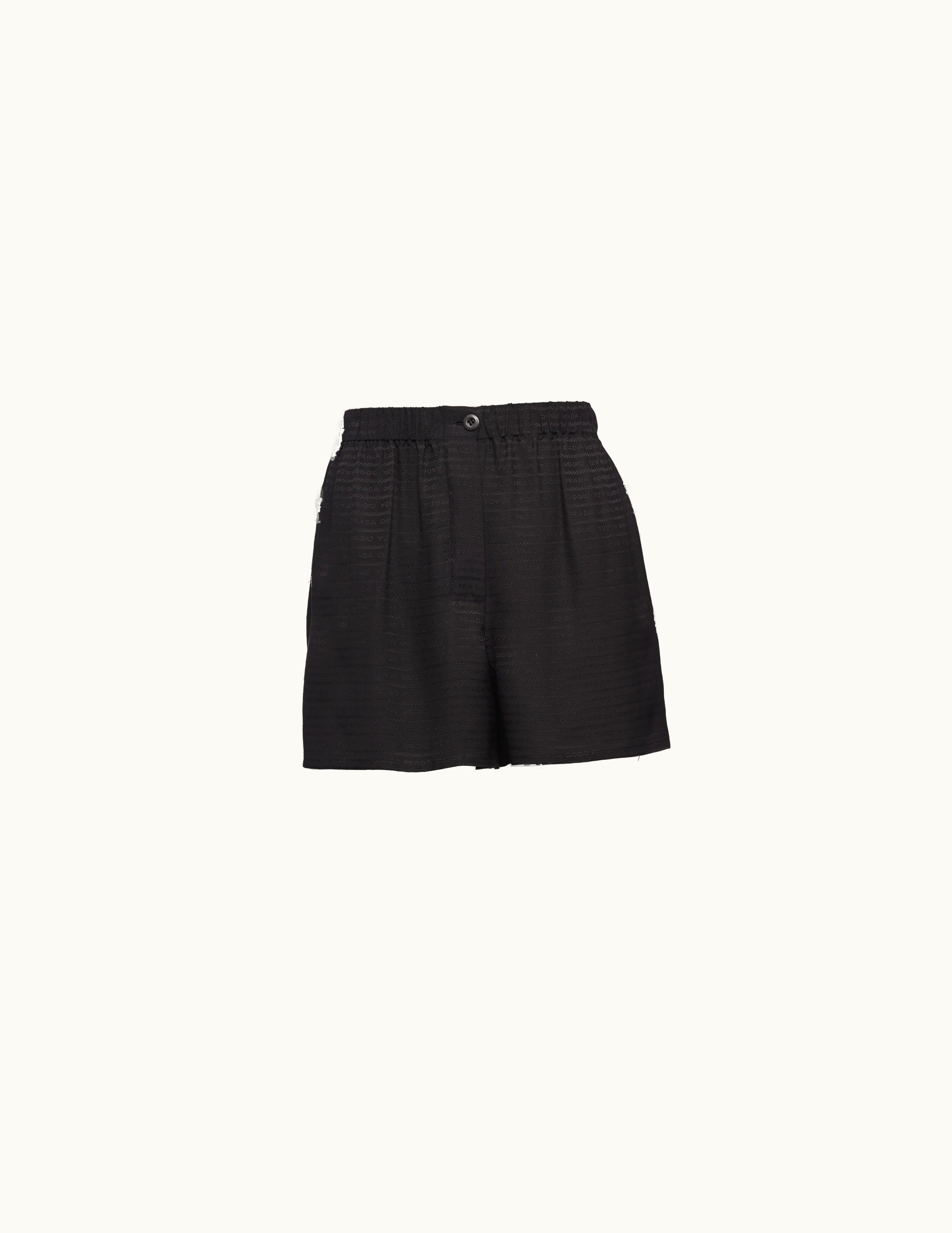 Prada Prada Black Jacquard Crêpe-de-chine Shorts