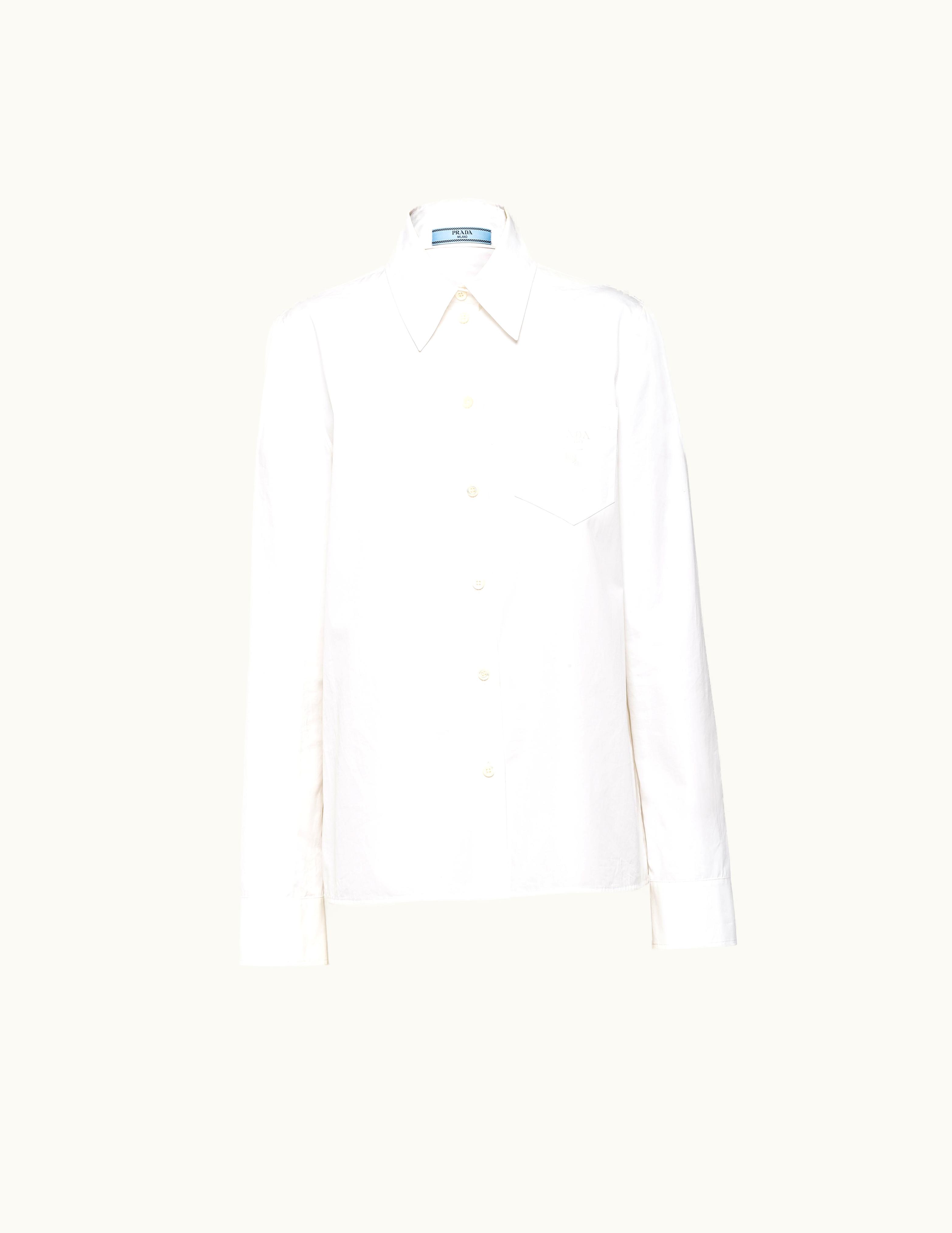 Prada Prada White Embroidered Poplin Shirt P437FR_11MD_F0009_S_221