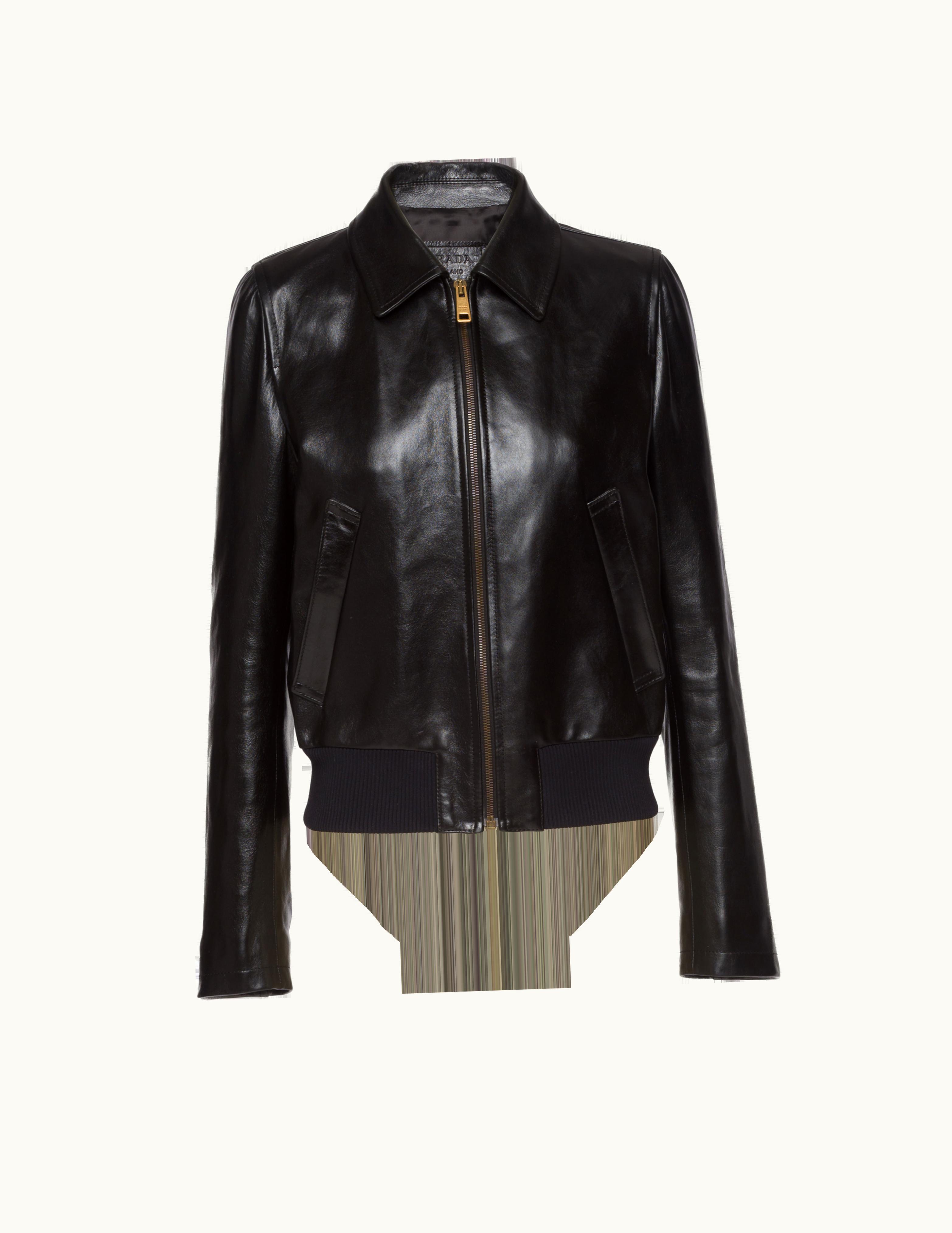Prada Prada Triangle Logo Black Nappa Leather Jacket