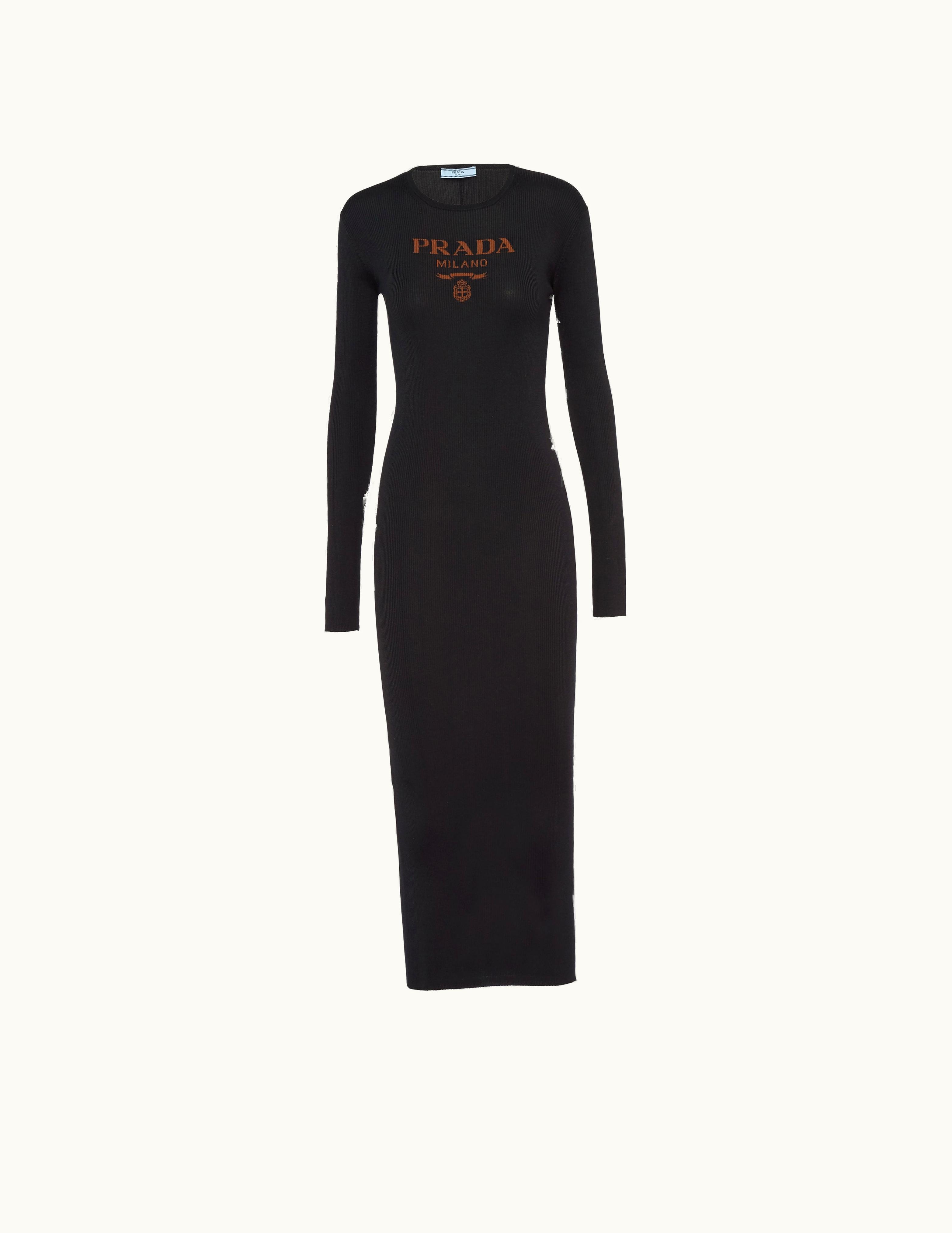 Prada Prada Black Long Silk Knit Dress