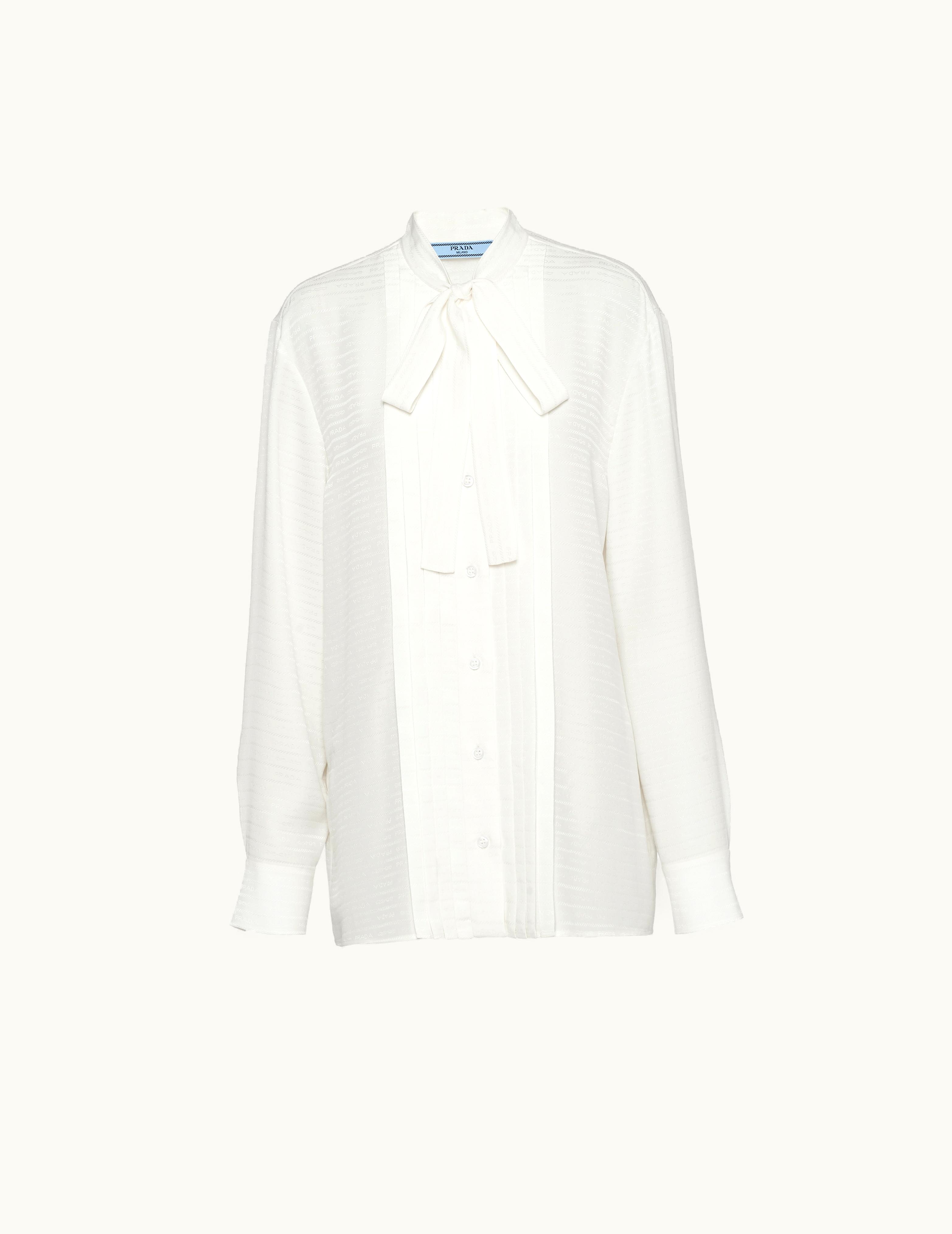 Prada Prada White Crêpe De Chine Jacquard Shirt
