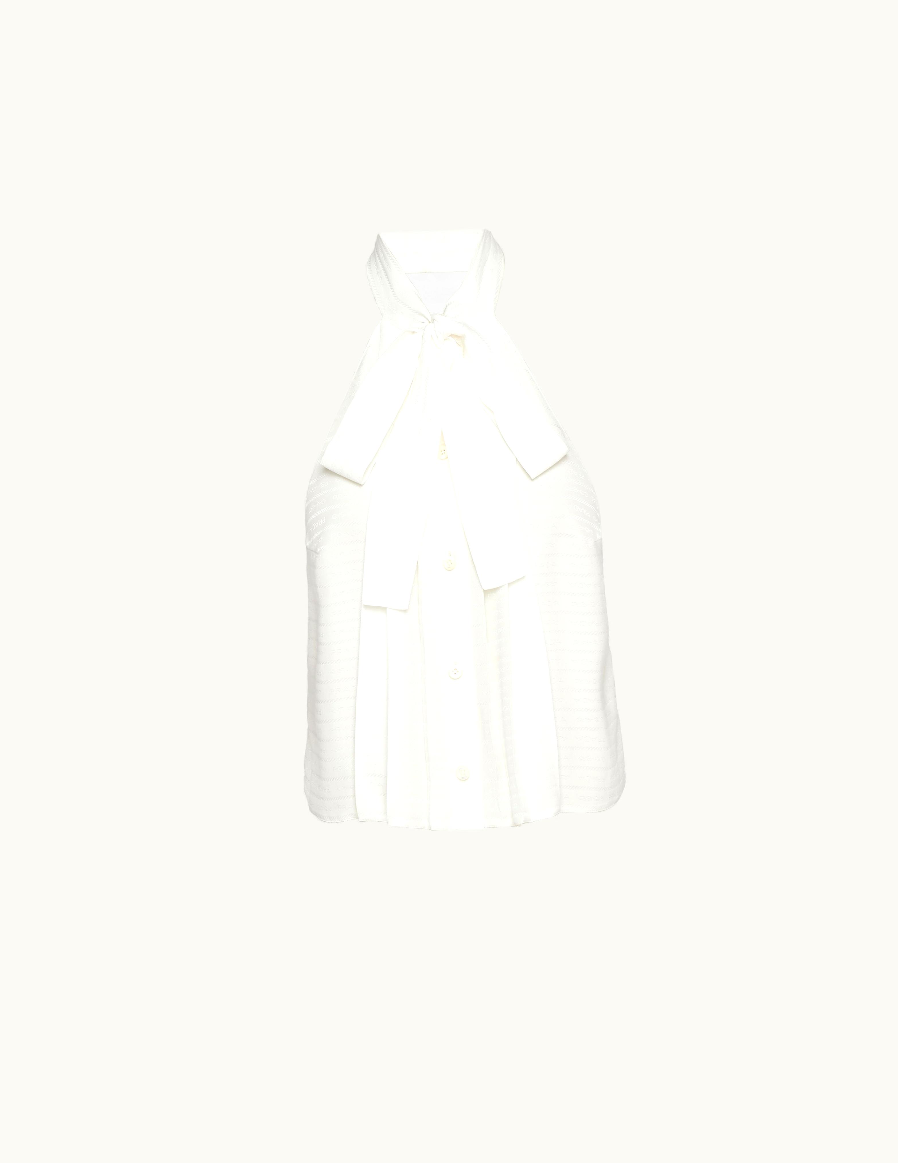 Prada Prada White Crêpe De Chine Jacquard Top