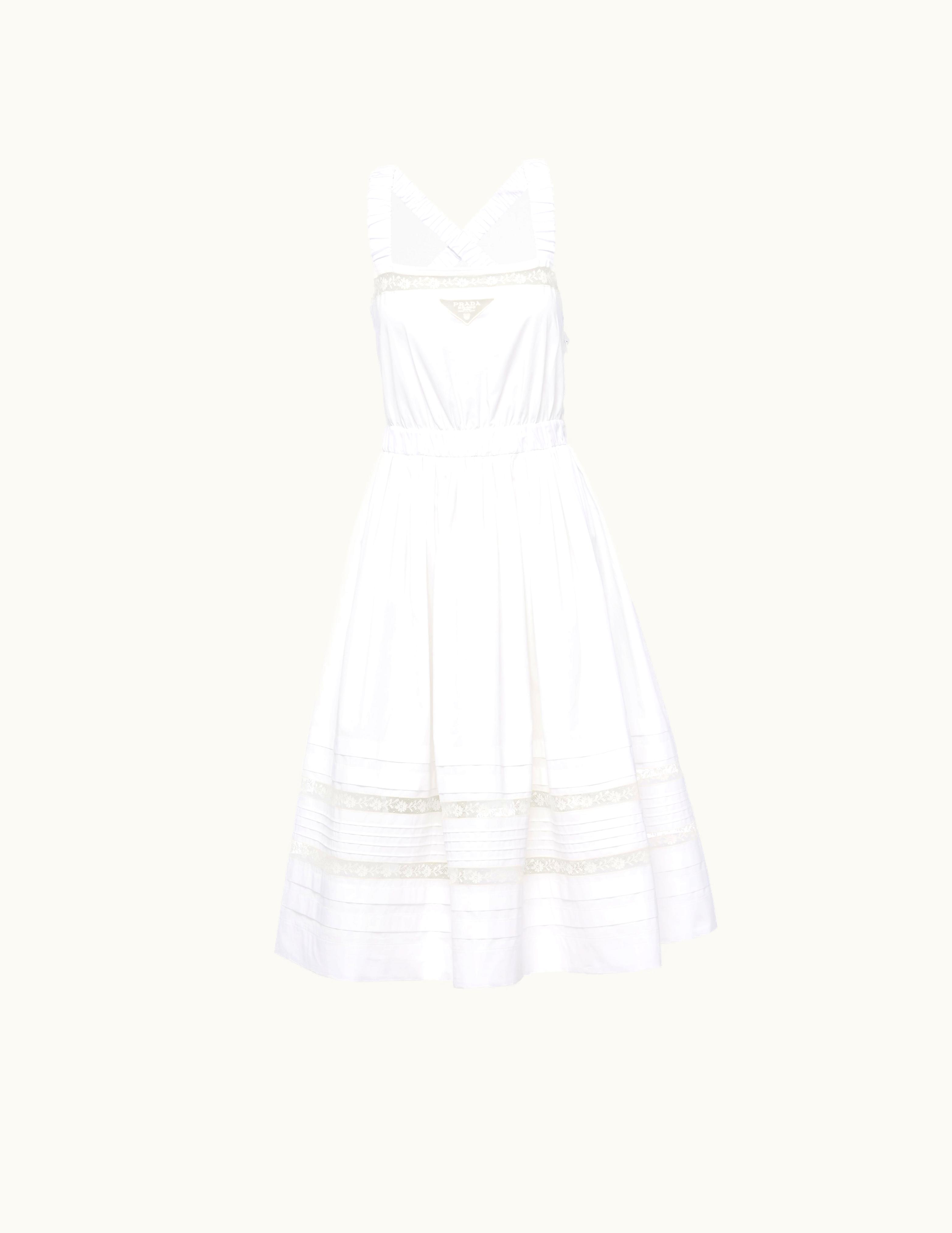 Prada Prada Intarsia Logo Fit-and-Flare Dress White