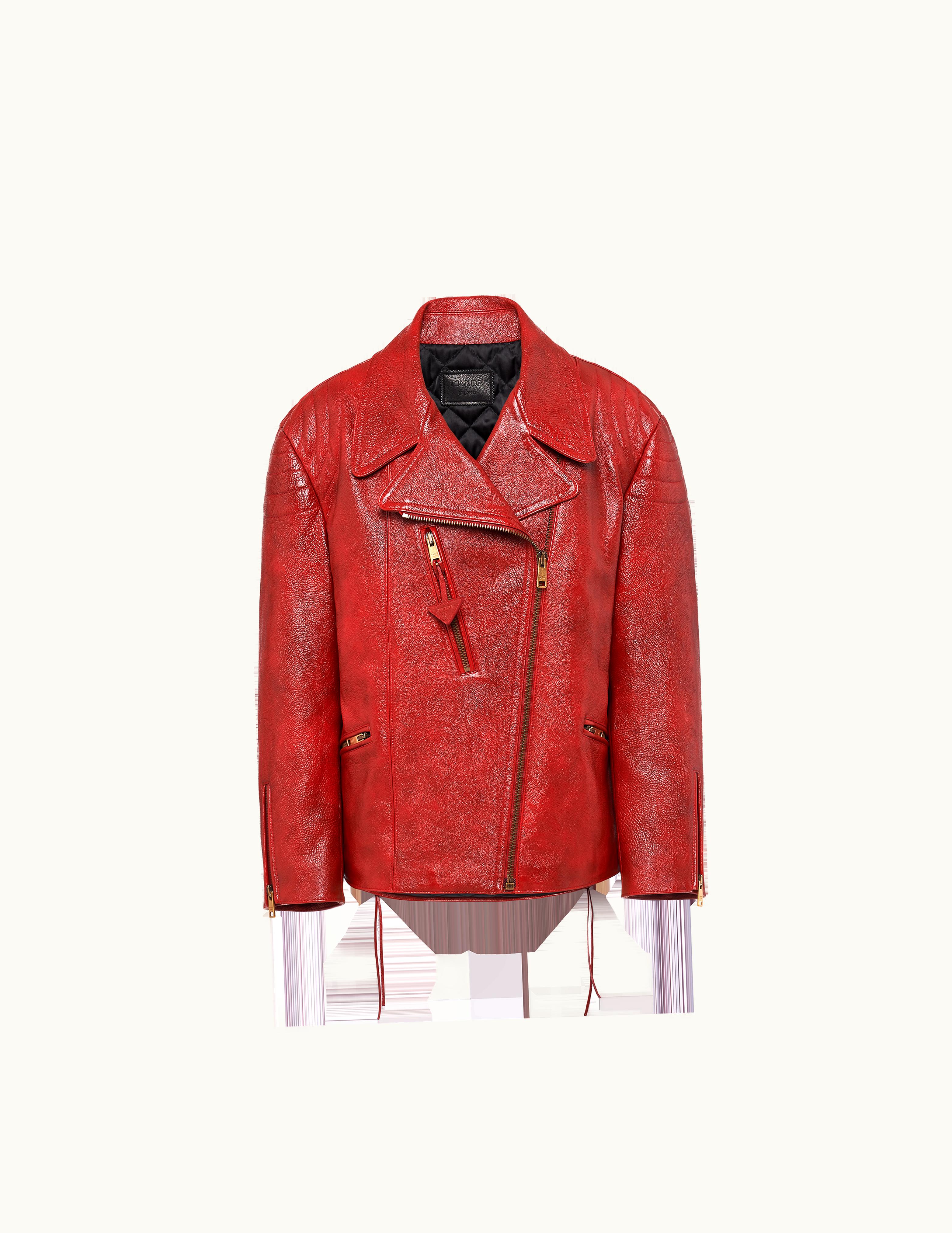 Prada Prada Red Leather Biker Jacket