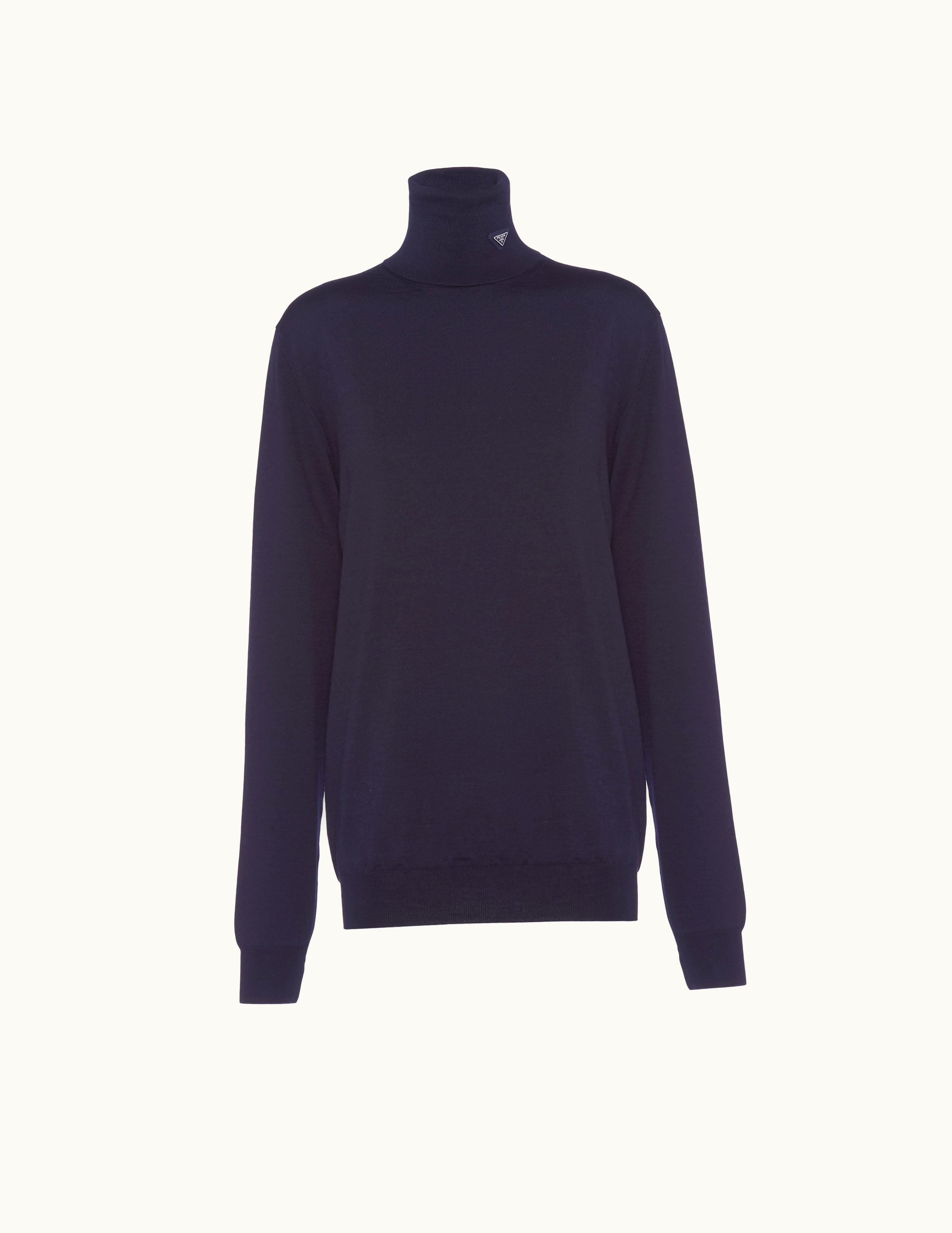 Prada Prada Navy Superfine Wool Turtleneck Sweater