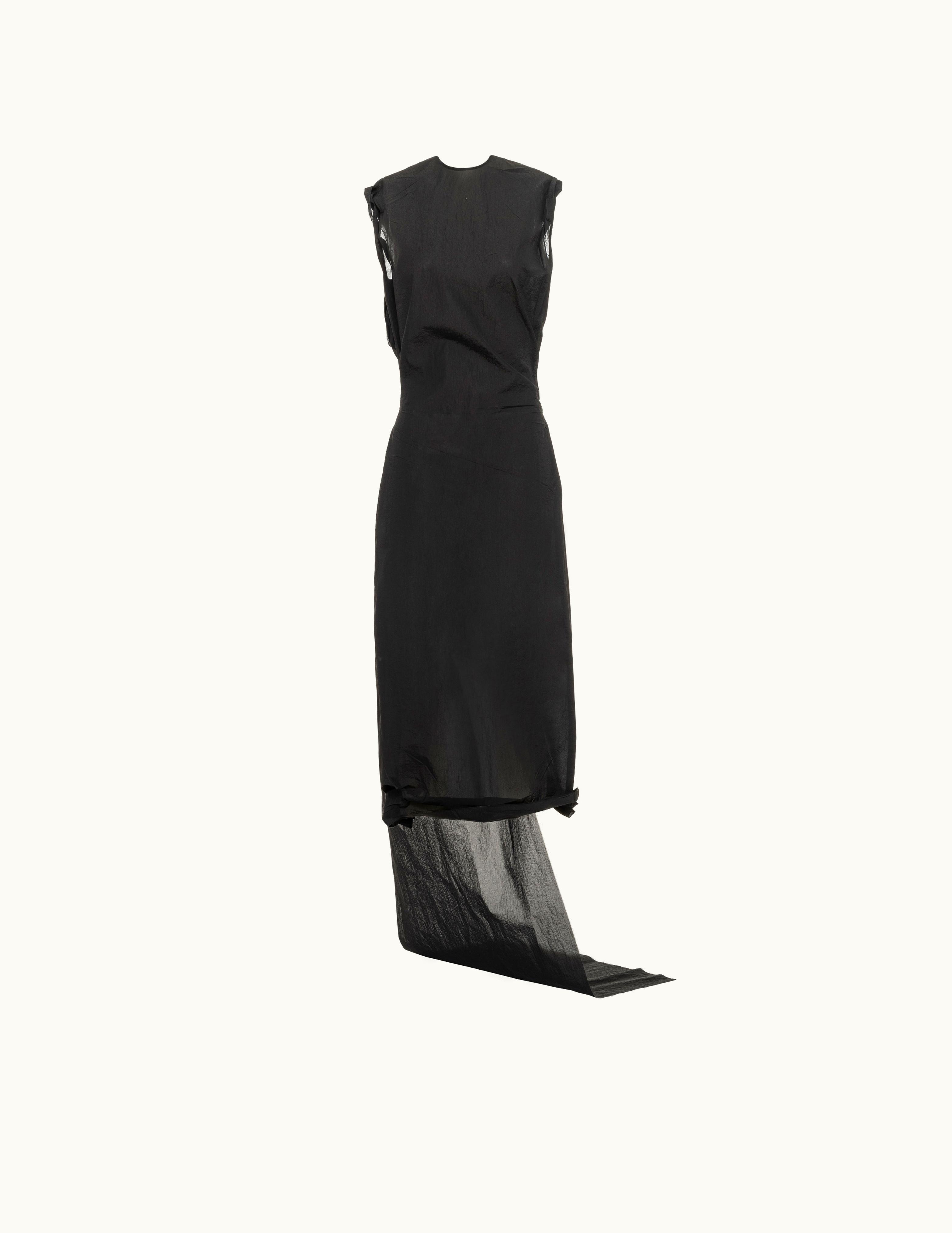 Prada Prada Black Re-nylon Crepe Dress With Appliqué