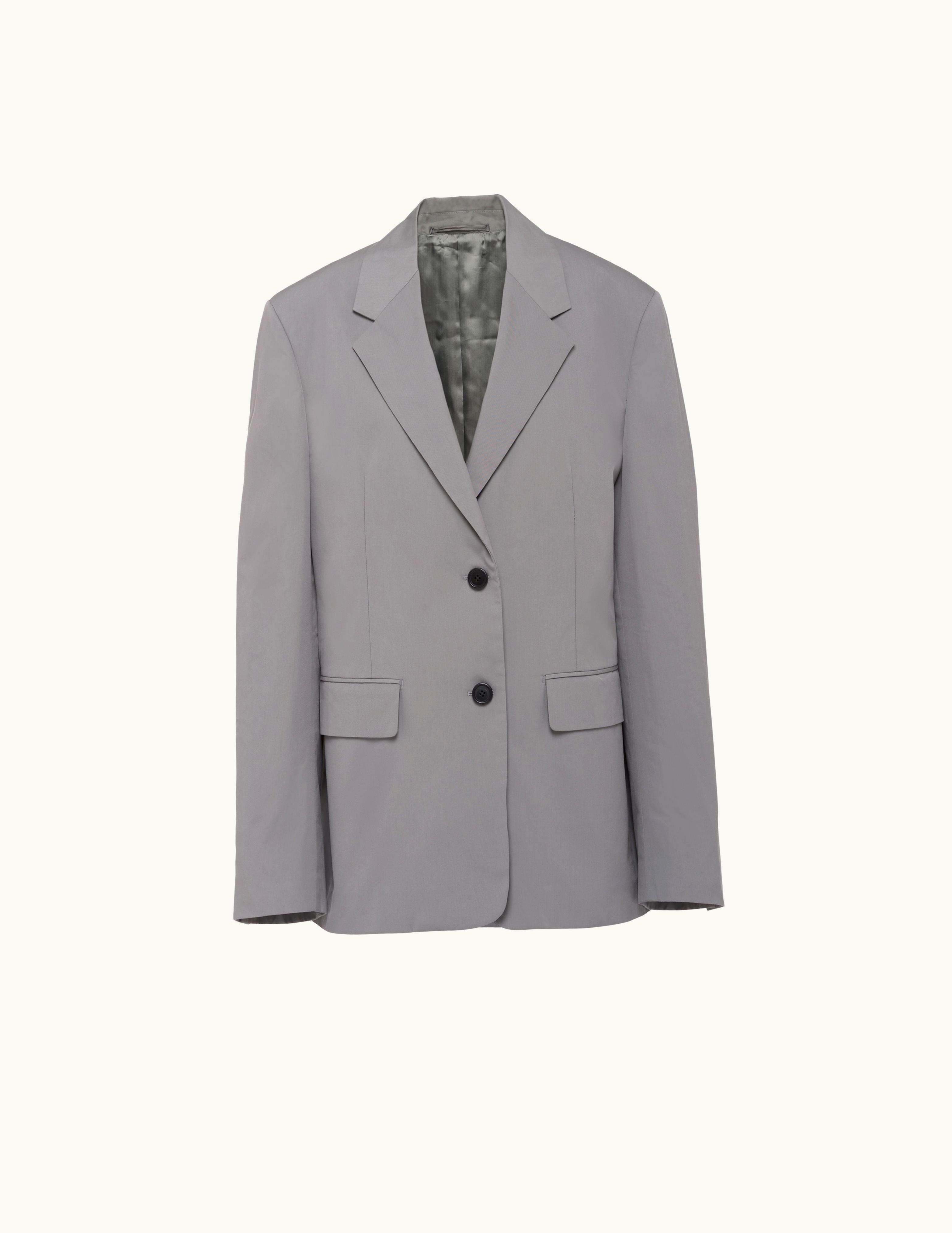 Prada Prada Steel Gray Single-breasted Panama Cotton Jacket