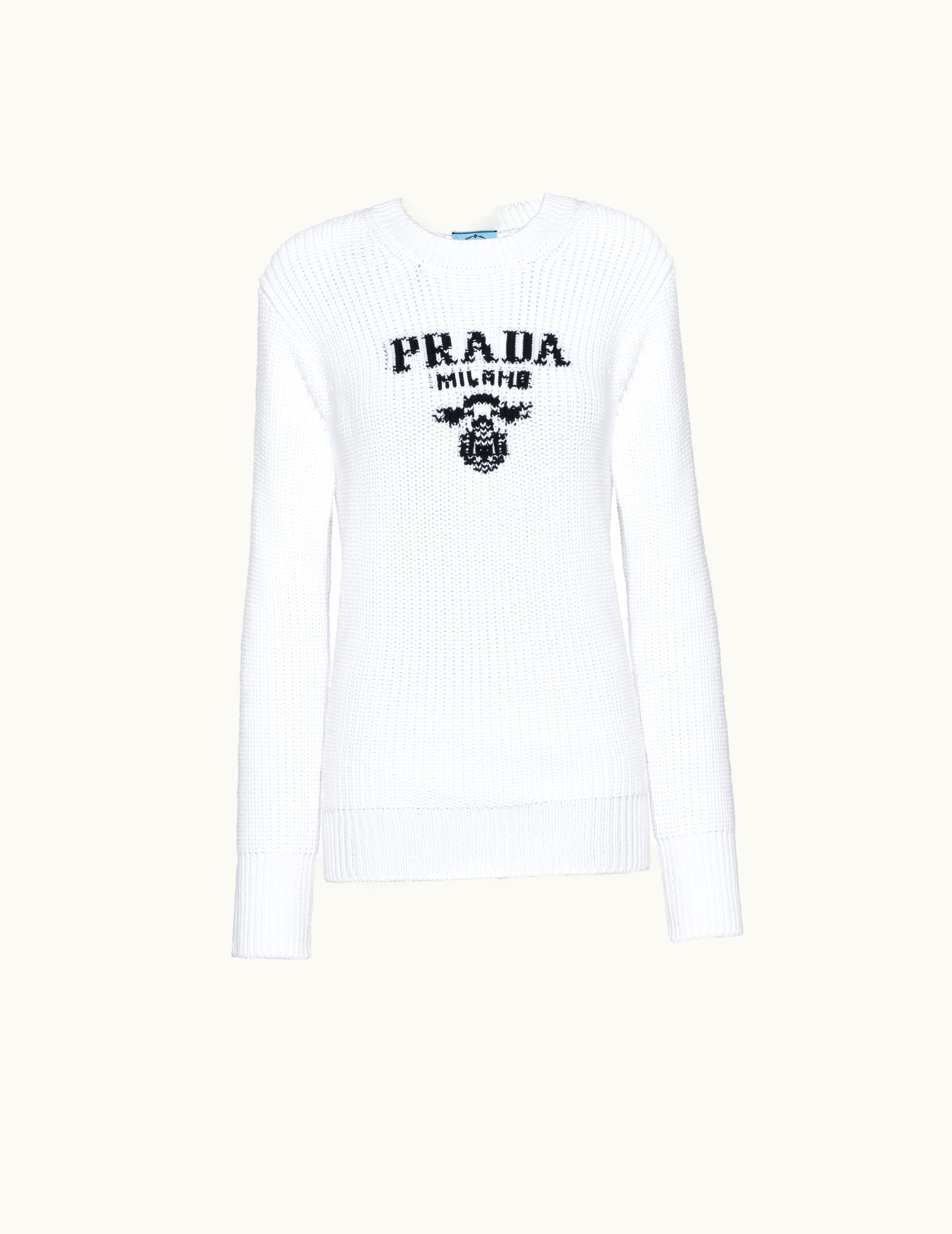 Prada Prada White Cotton Crew-neck Sweater