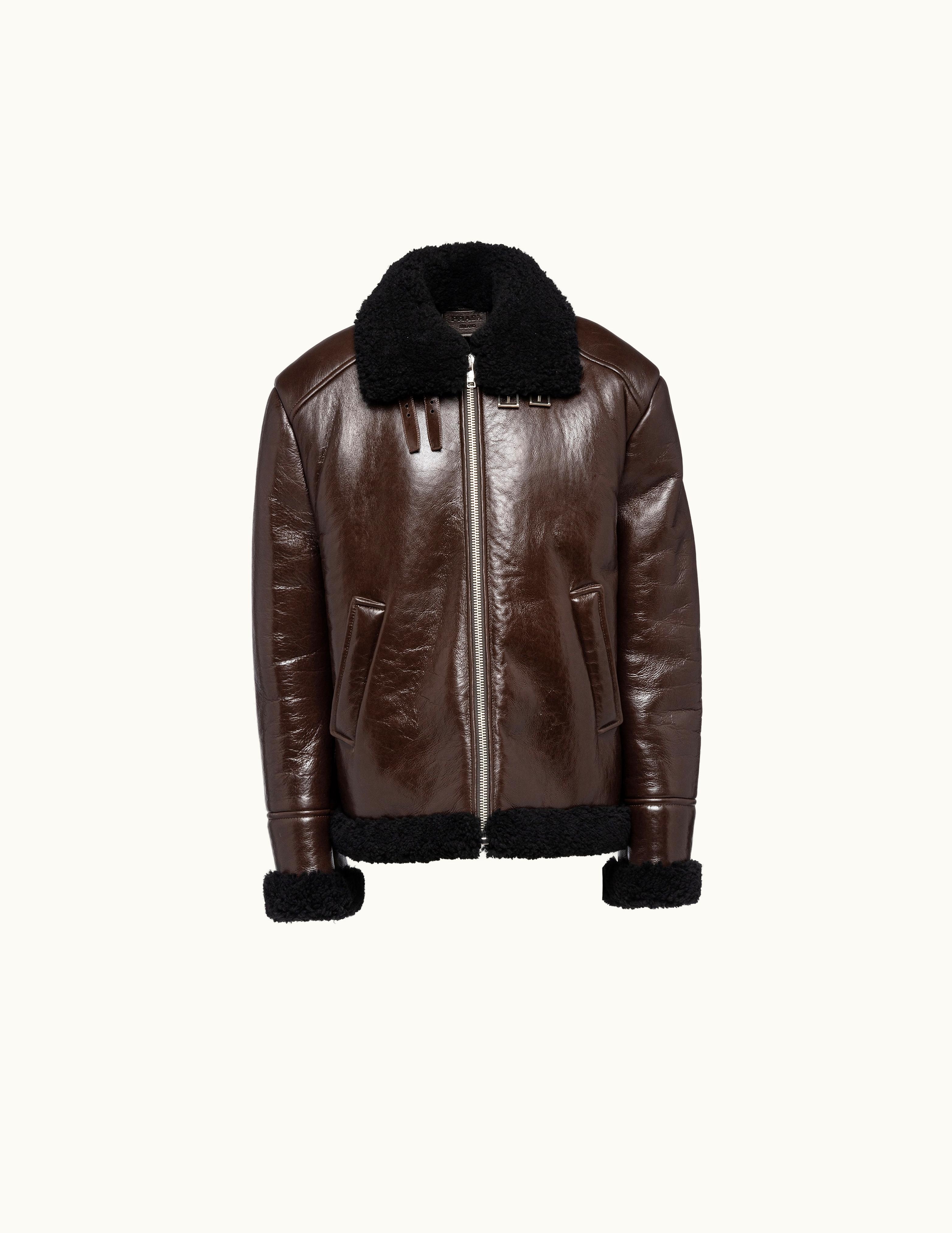 Prada Prada Coffee / Black Oversized Shearling Jacket