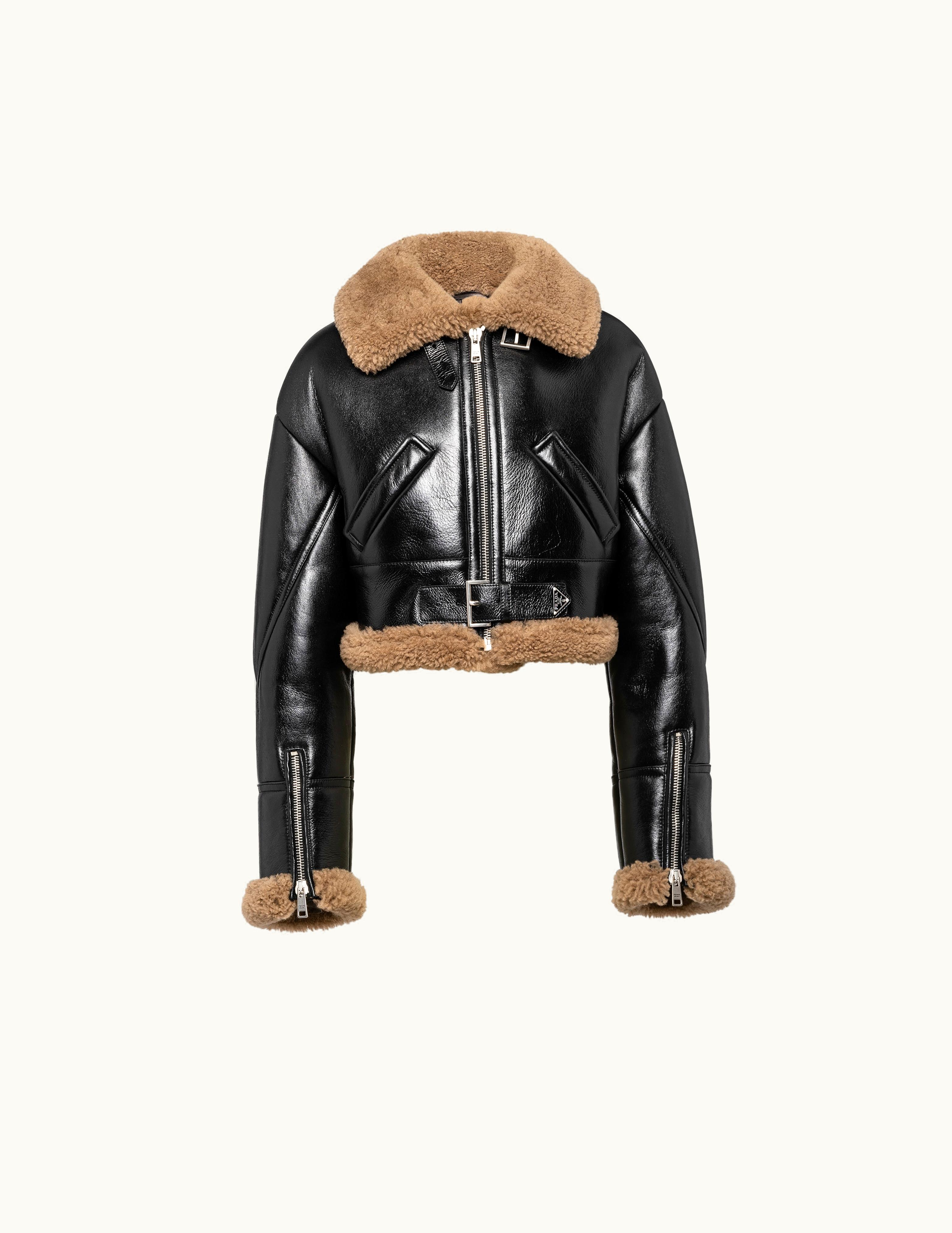 Prada Prada Black / Maple Brown Shearling Jacket