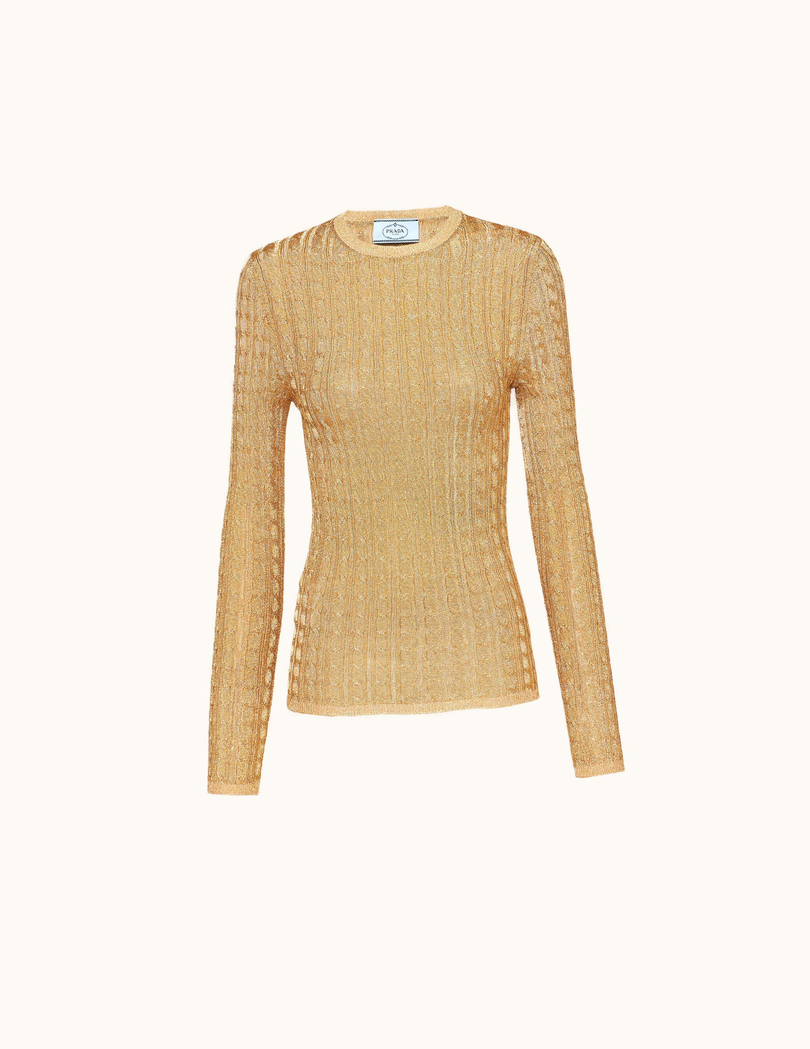 Prada Prada Gold Lamé Crew-neck Sweater