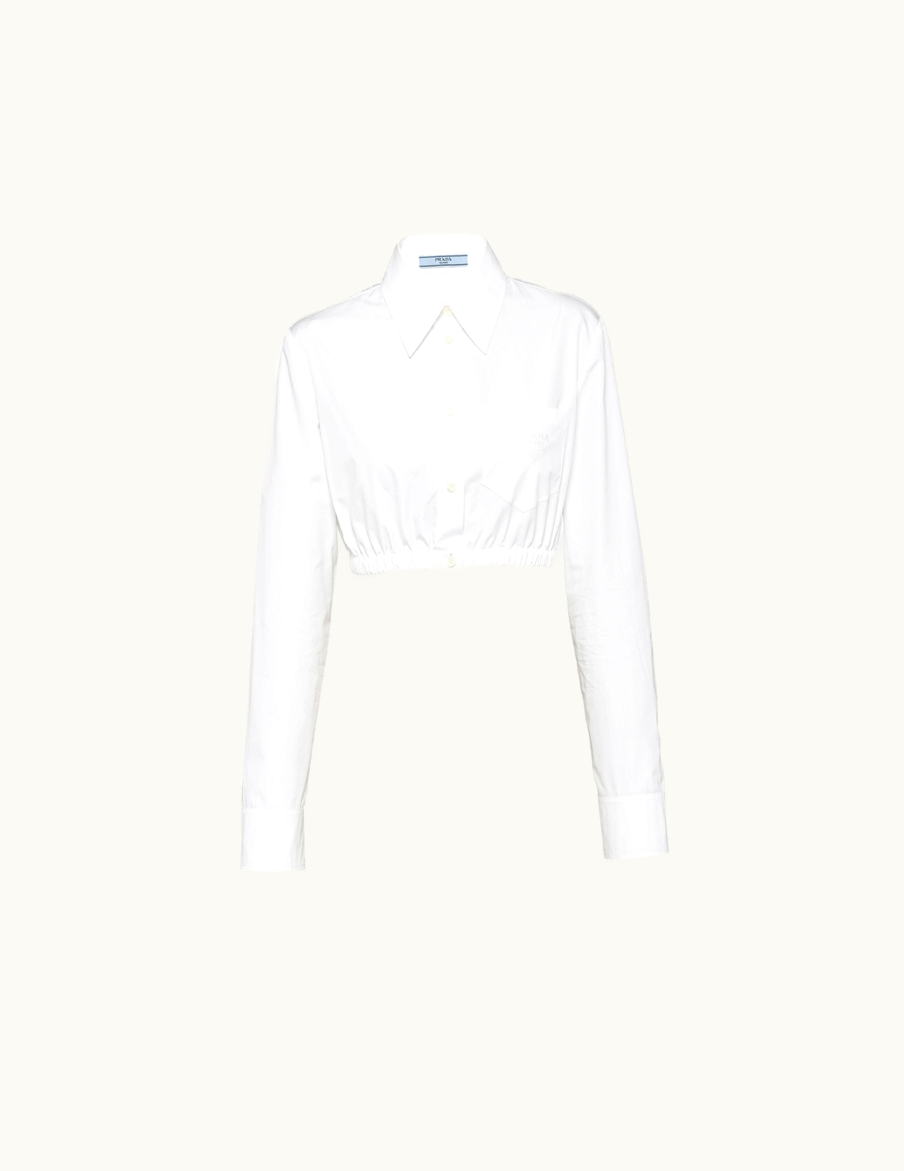 Prada Prada White Embroidered Poplin Shirt P447FR_11MD_F0009_S_221