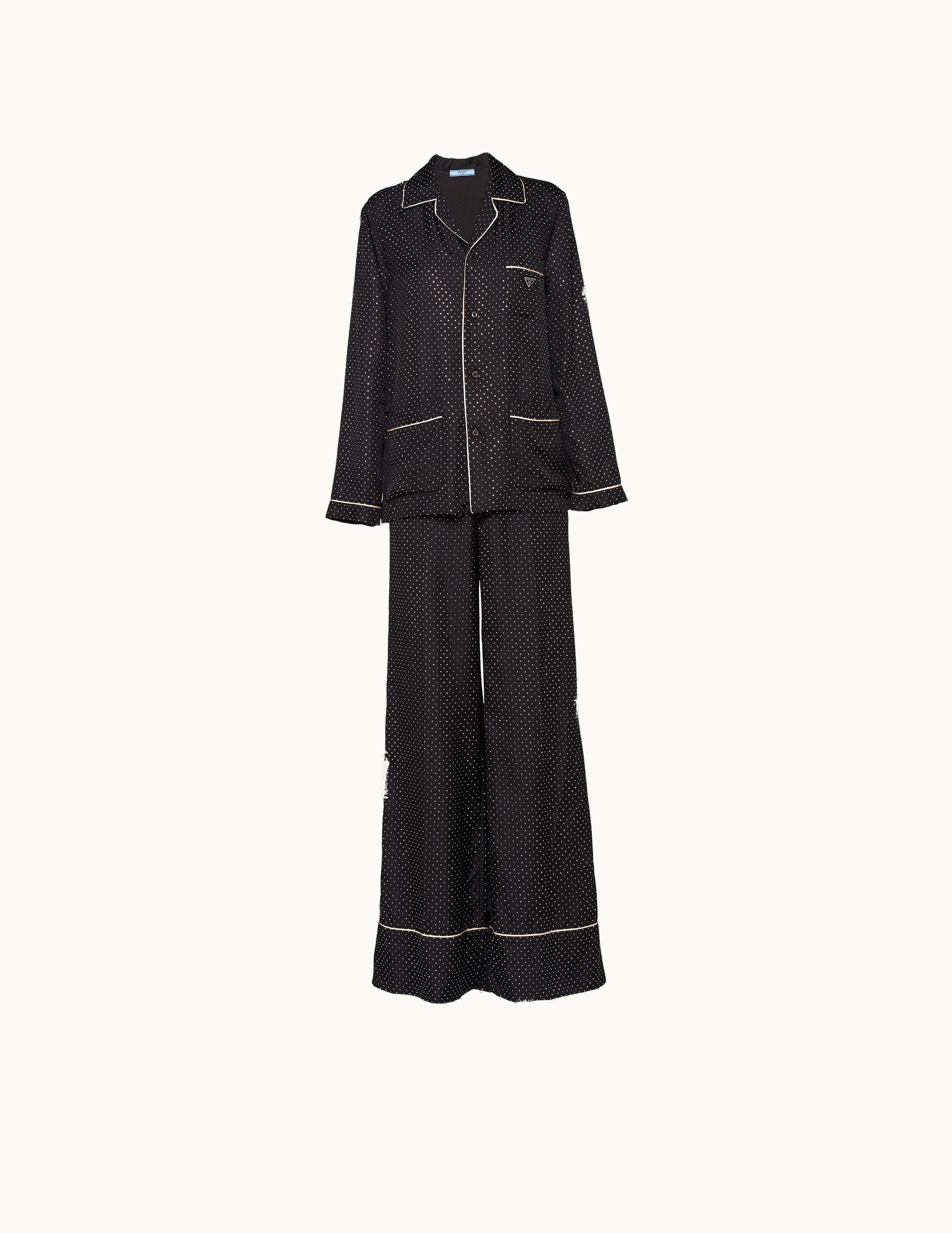 Prada Prada Black Embroidered Twill Pajamas