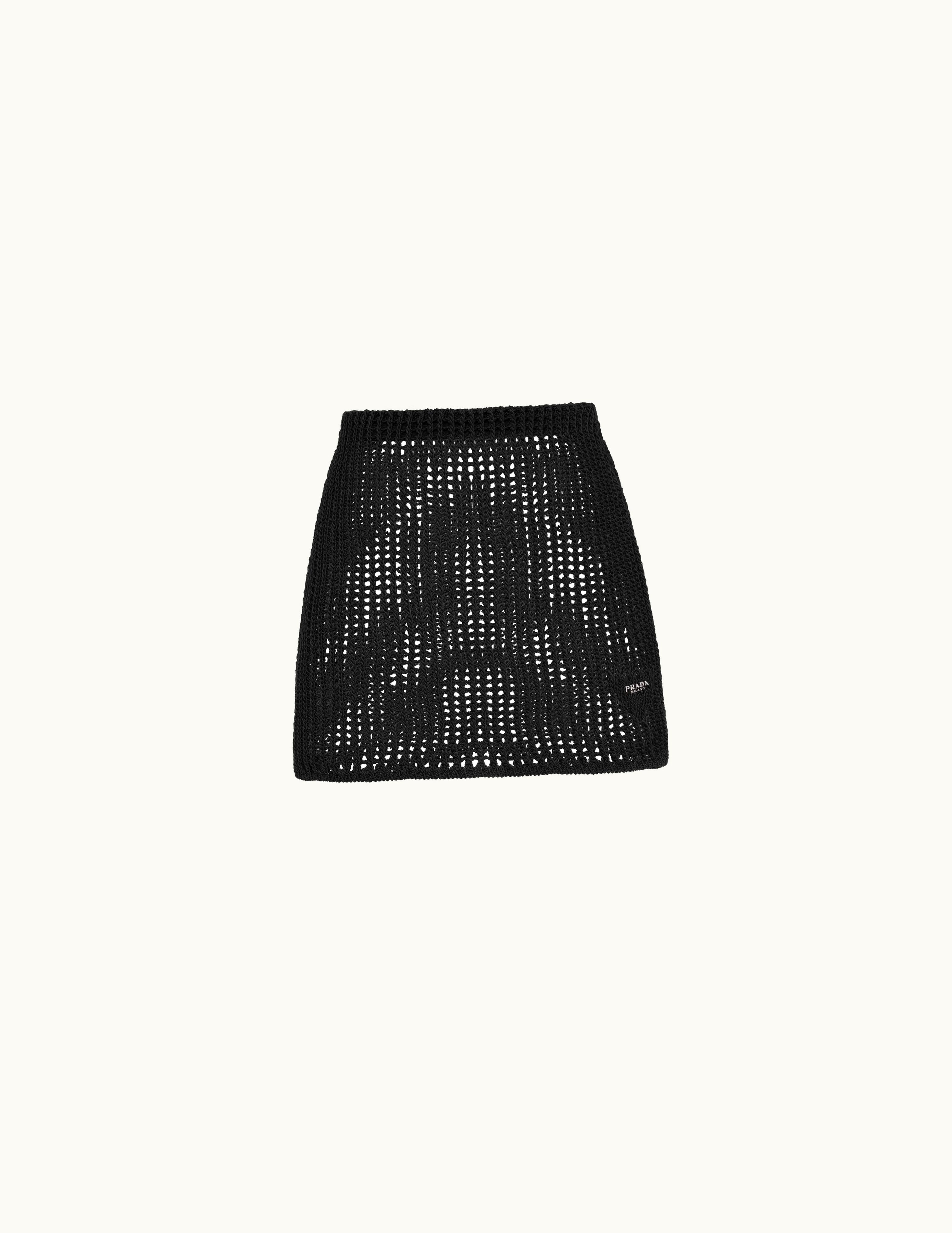 Prada Prada Black Openwork Cotton Miniskirt