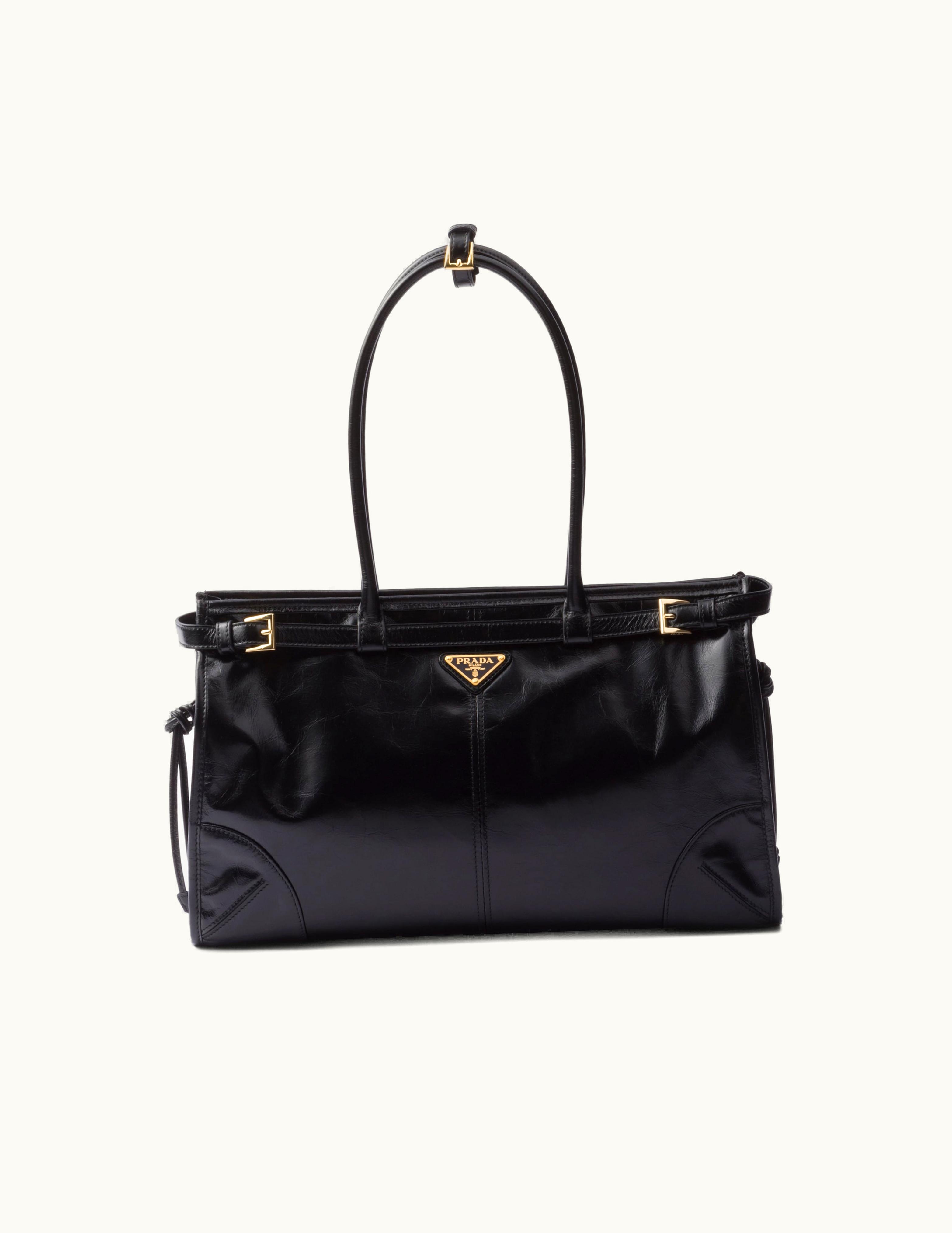 Prada Prada Large Leather Shoulder Bag Black