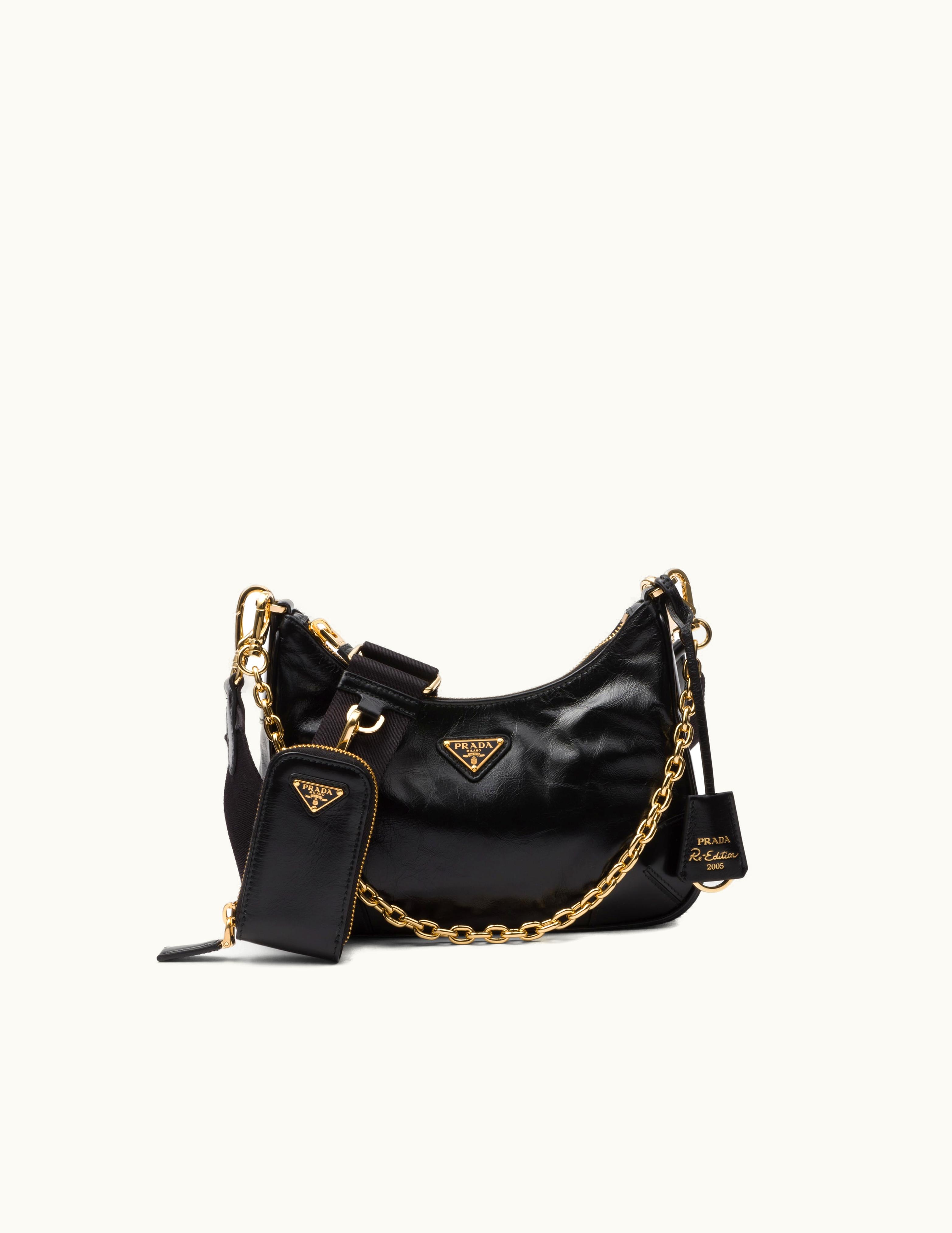 Prada Black Prada Re-edition 2005 Leather Bag