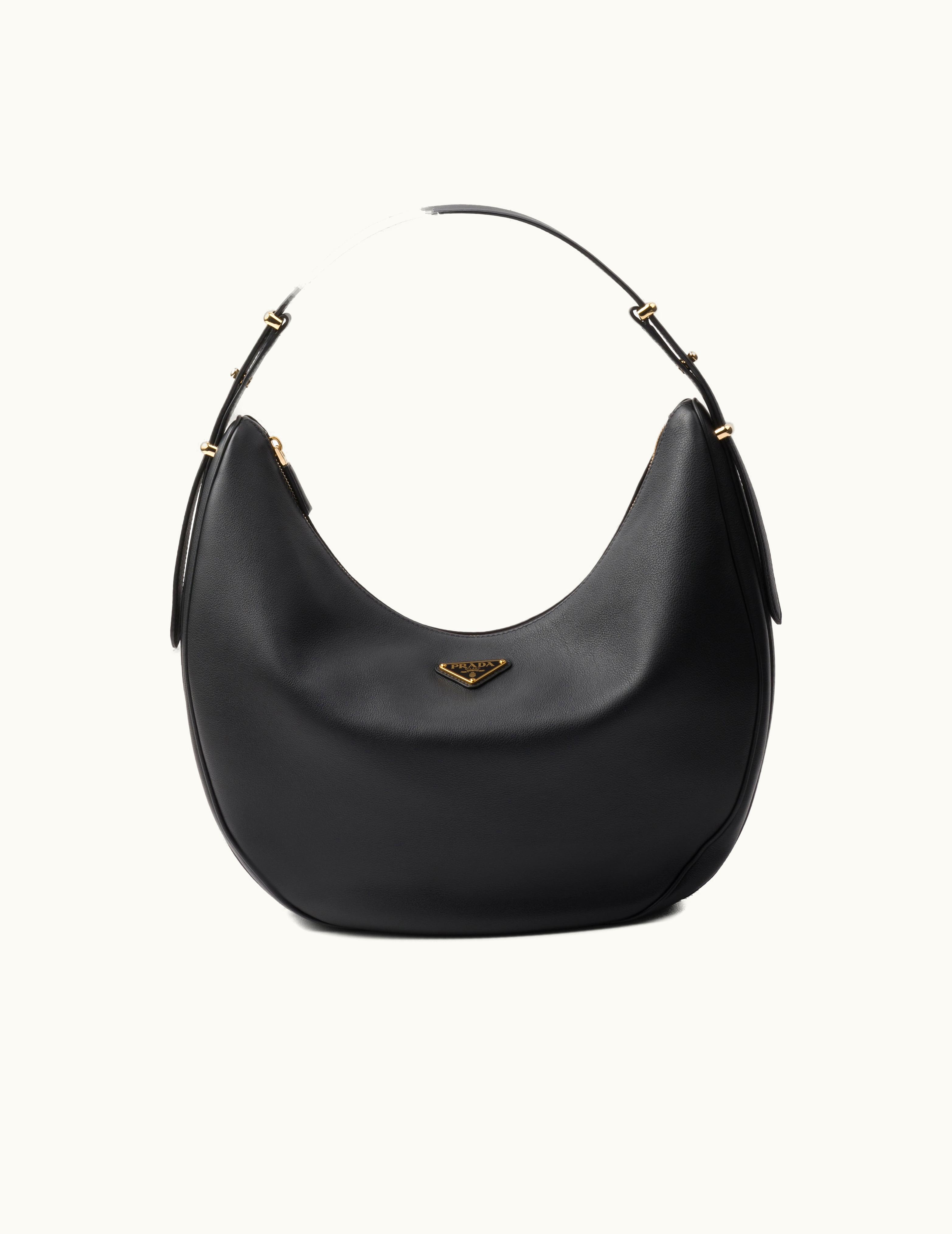 Prada Black Prada Arqué Large Leather Shoulder Bag