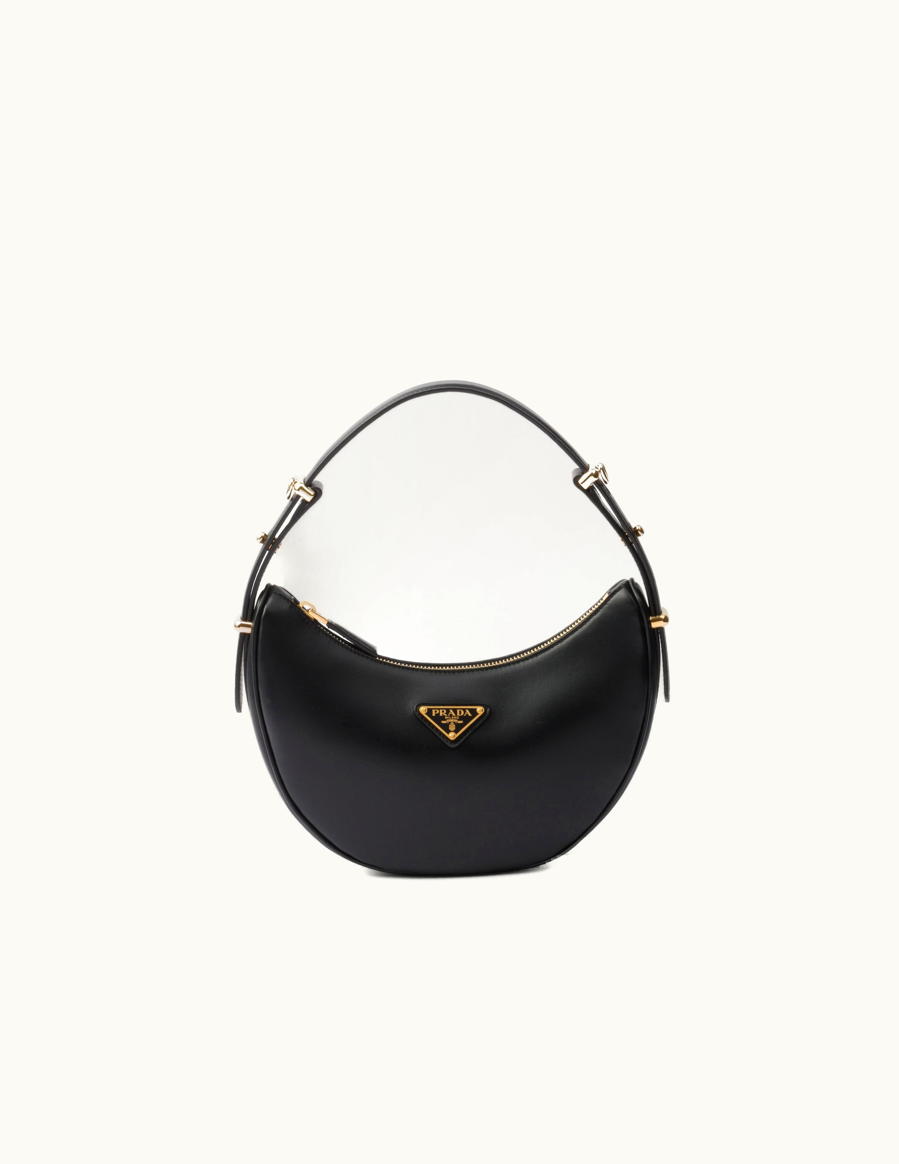 Prada Prada Arqué Customizable Leather Shoulder Bag Black