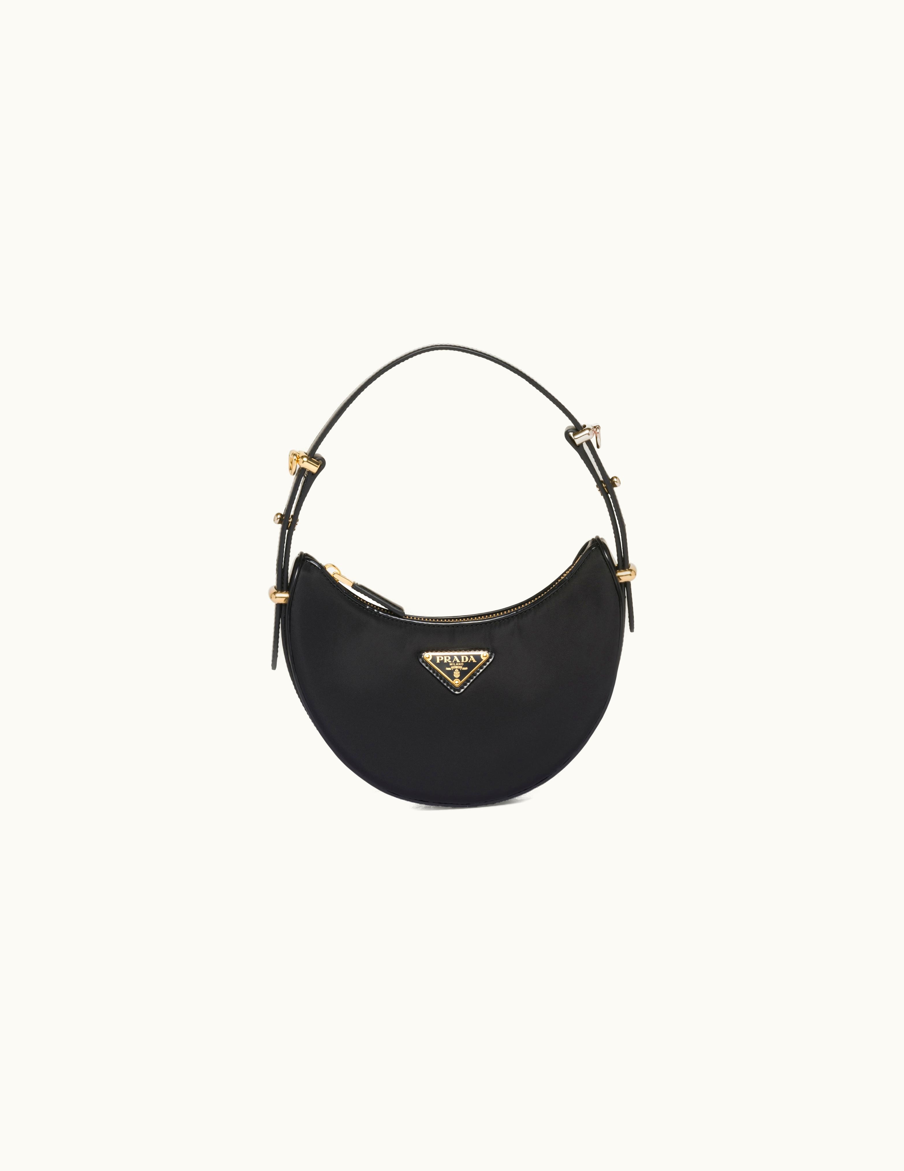 Prada Black Prada Arqué Re-nylon And Brushed Leather Mini Shoulder Bag