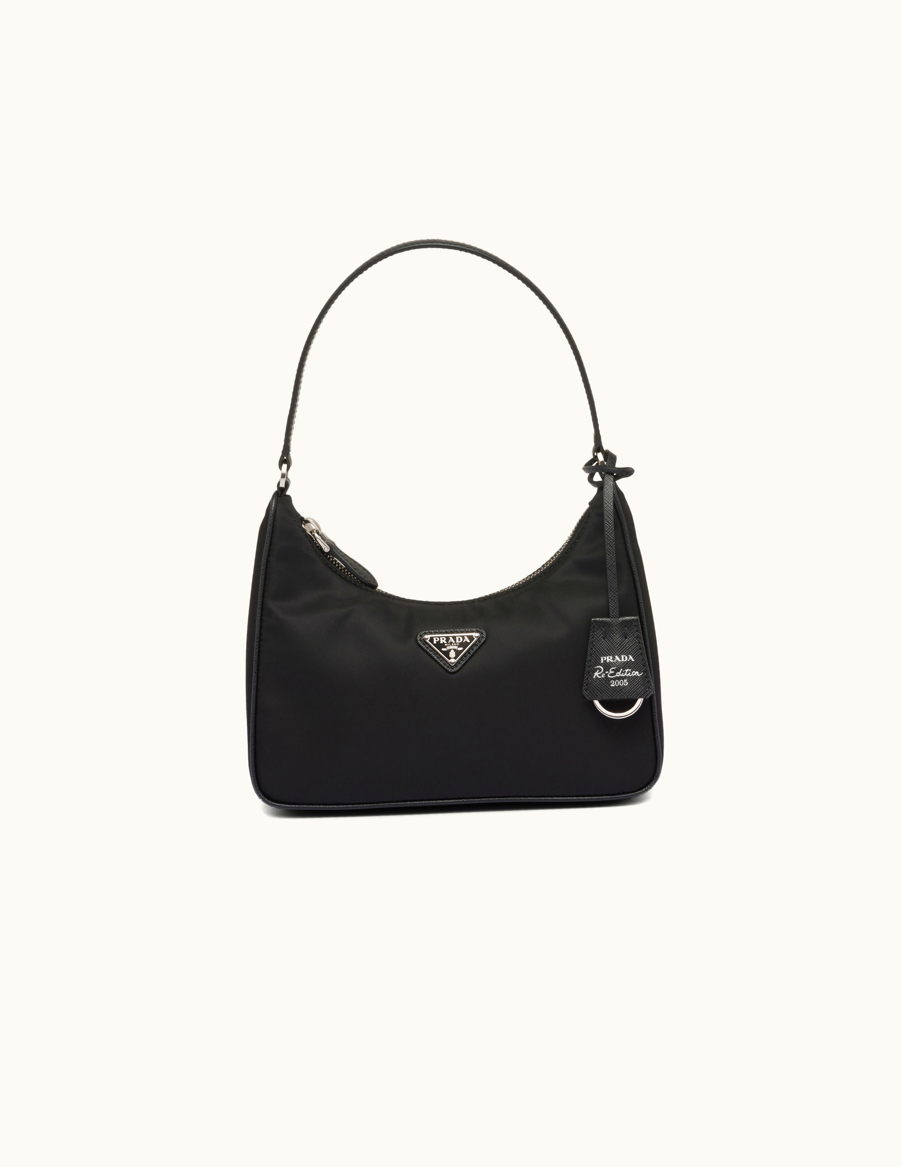 Prada Prada Re-edition 2005 Re-nylon And Saffiano Mini Bag Luxury Leather Handle Zipper Closure Black