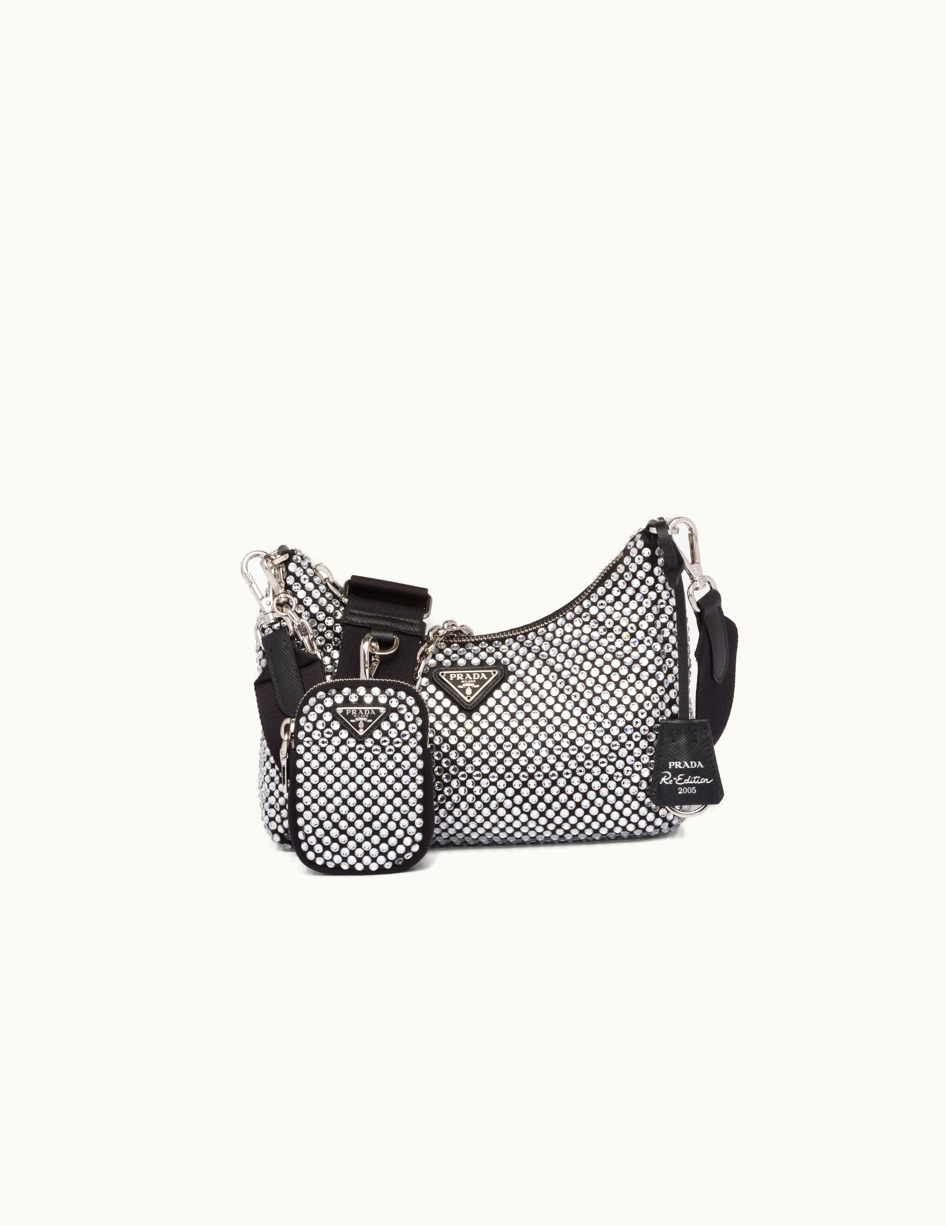 Prada Crystal Prada Re-edition 2005 Satin Bag With Crystals