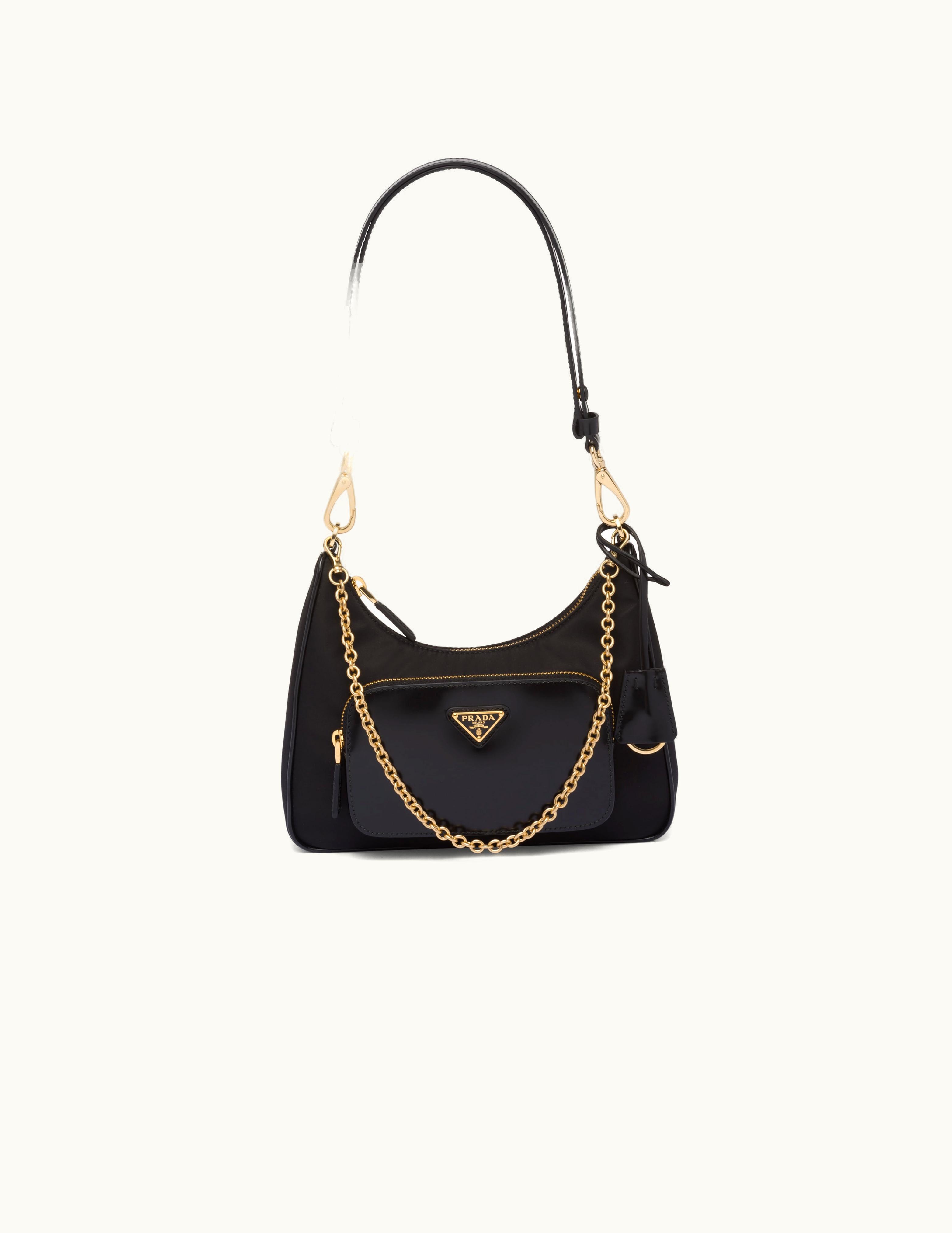 Prada Prada Black Re-nylon And Brushed Leather Mini-bag