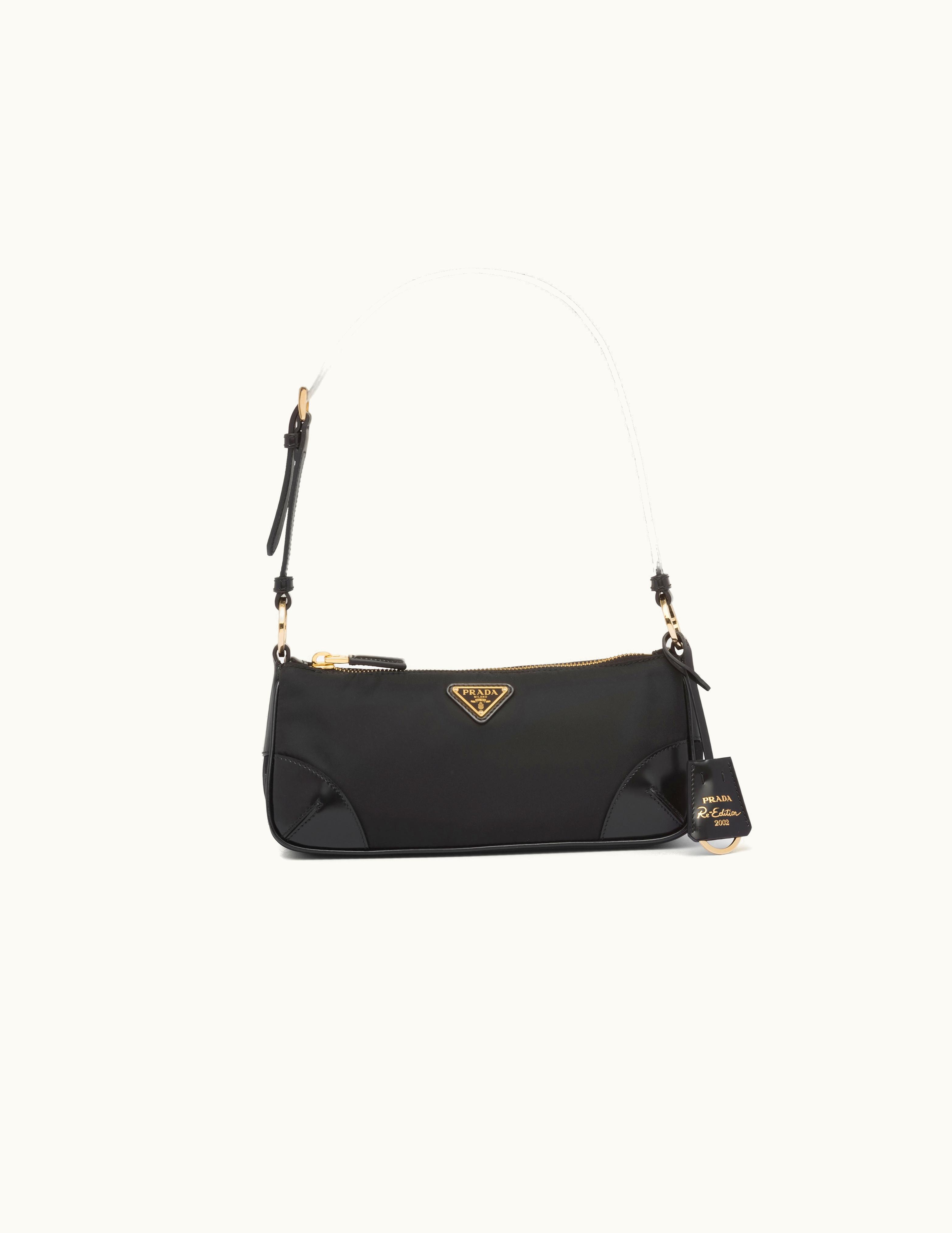 Prada Prada Black Re-edition 2002 Re-nylon And Brushed Leather Shoulder Bag