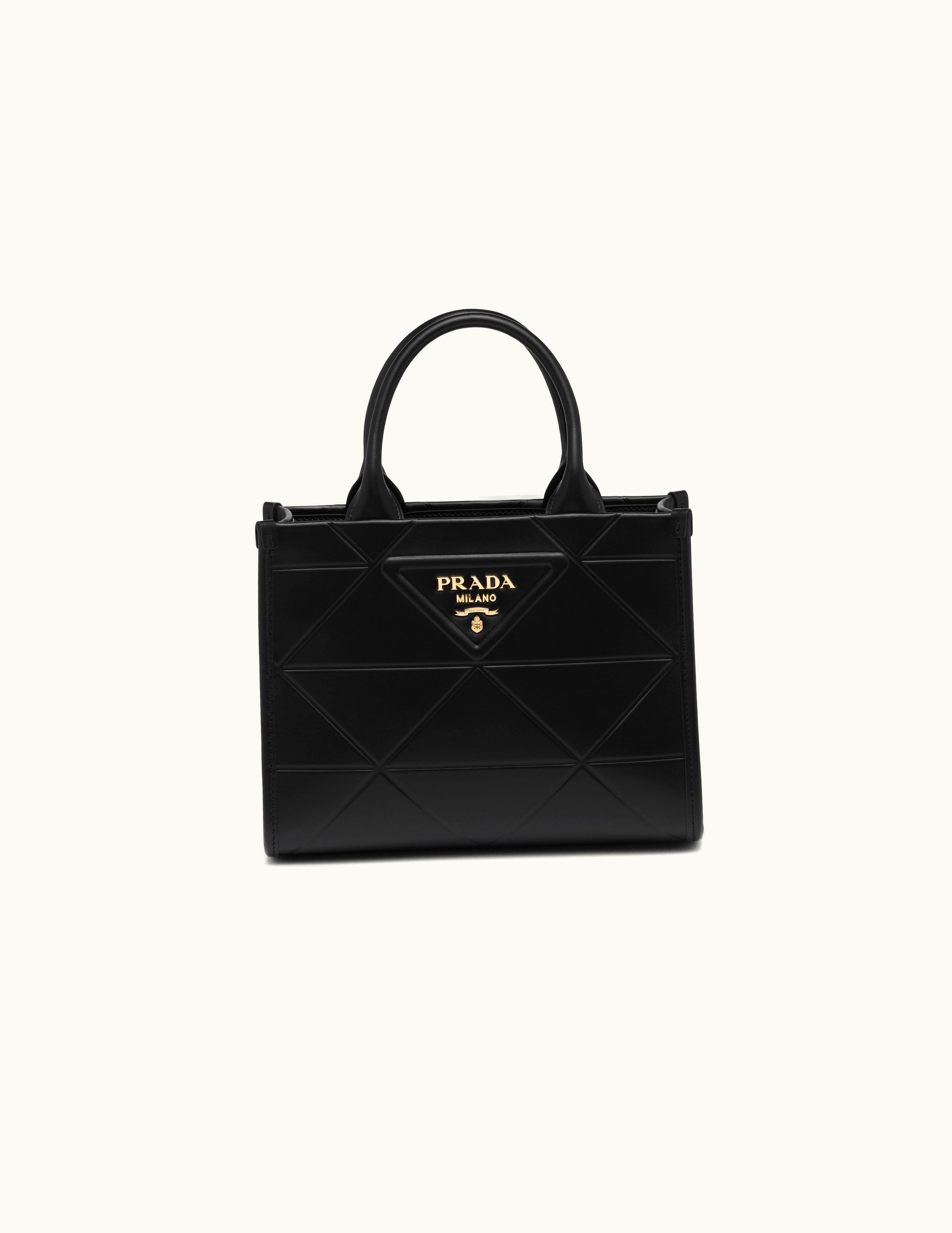 Prada Black Mini Prada Symbole Leather Bag With Stitching
