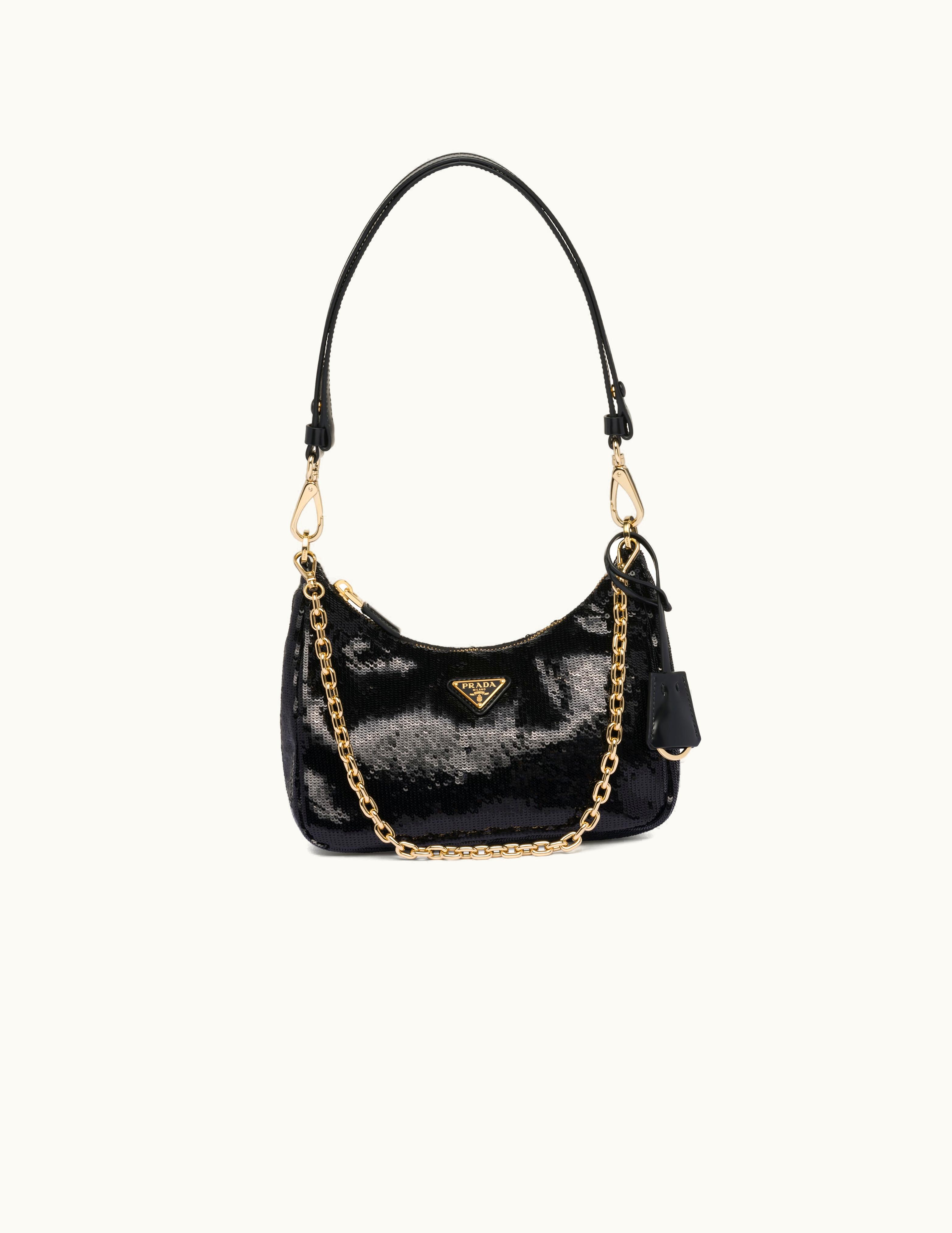 Prada Black Prada Re-edition Re-nylon And Sequin Mini-bag