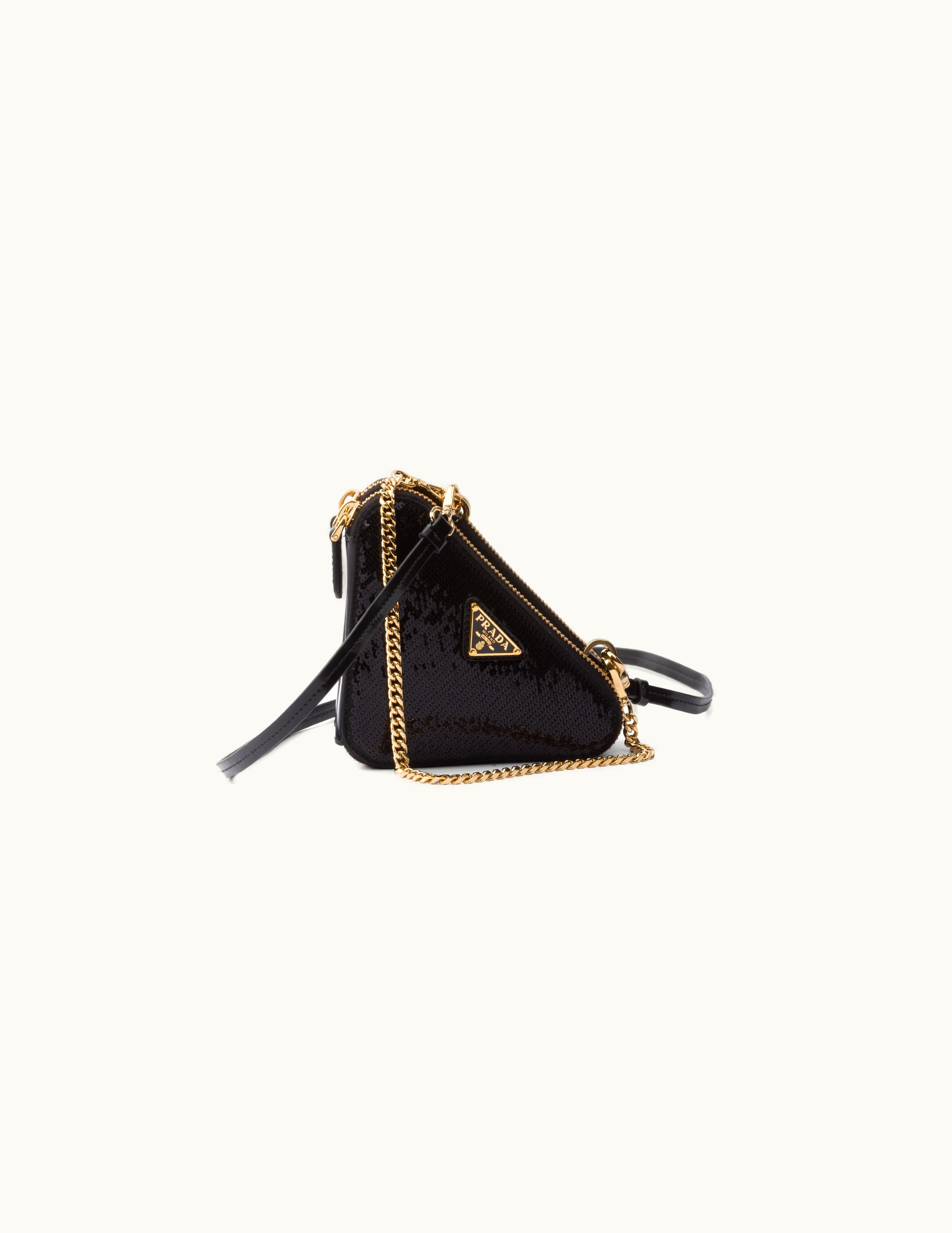 Prada Prada Black Triangular Sequined Mini Pouch
