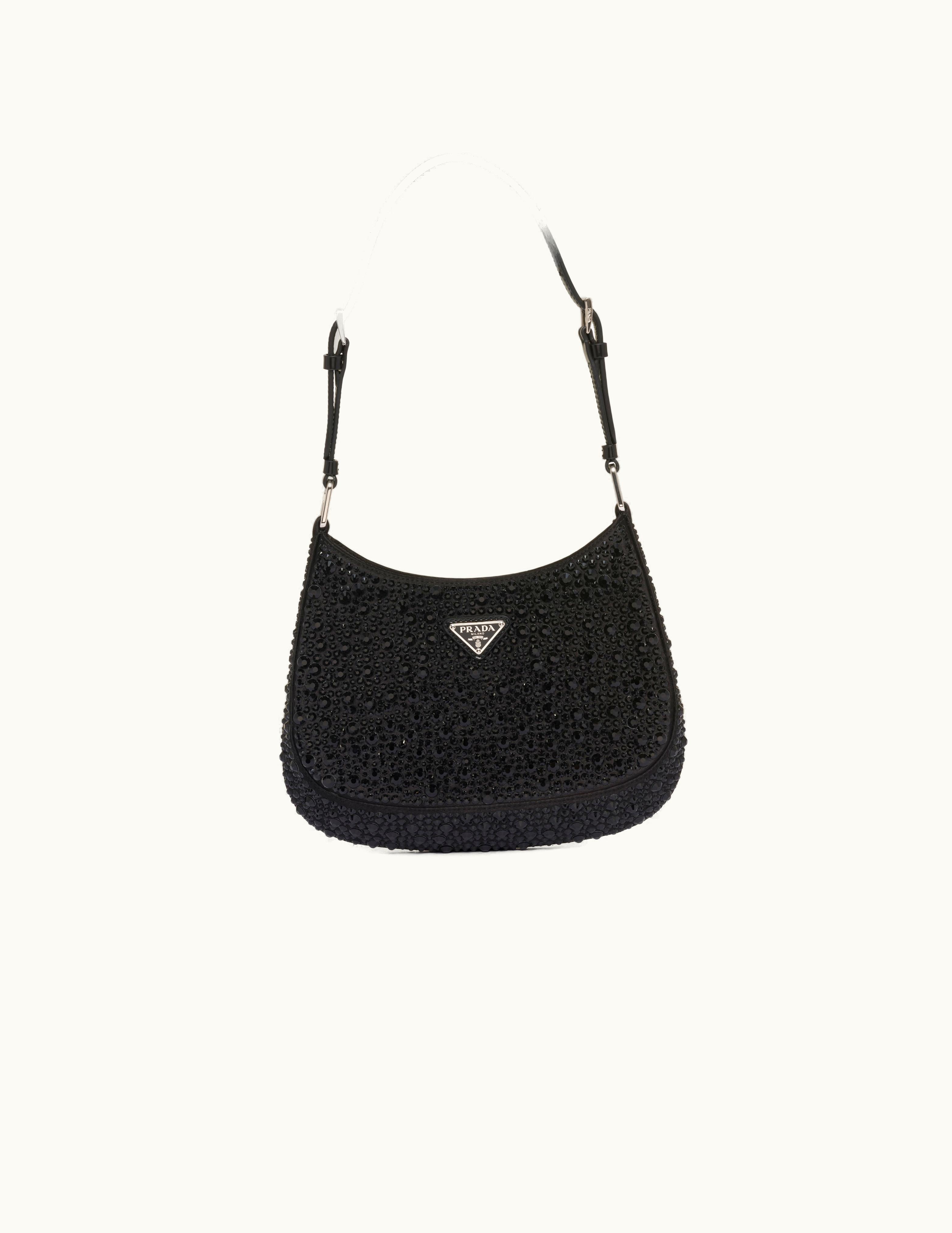 Prada Black Prada Cleo Satin Bag With Crystals