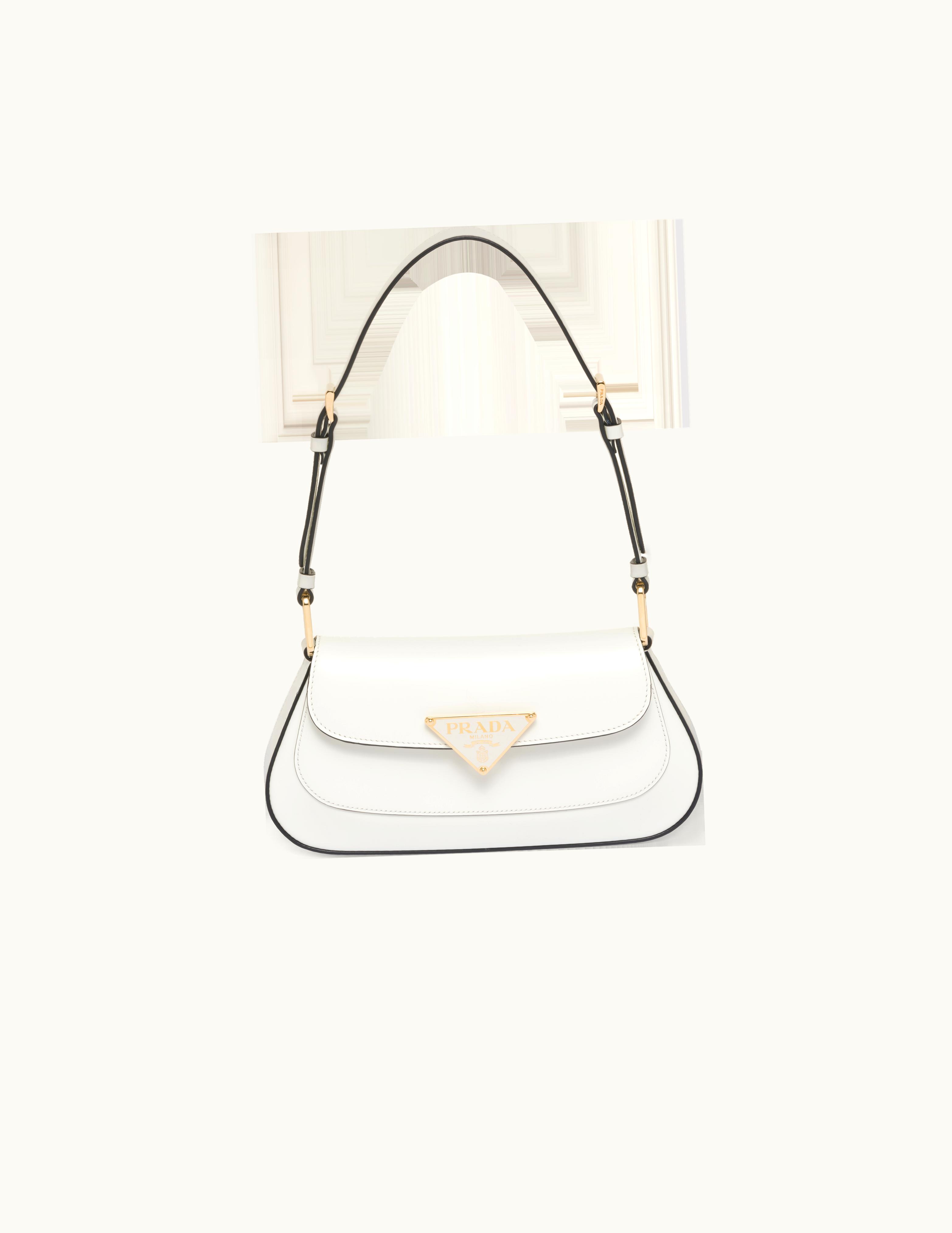 Prada Prada White Brushed Leather Shoulder Bag