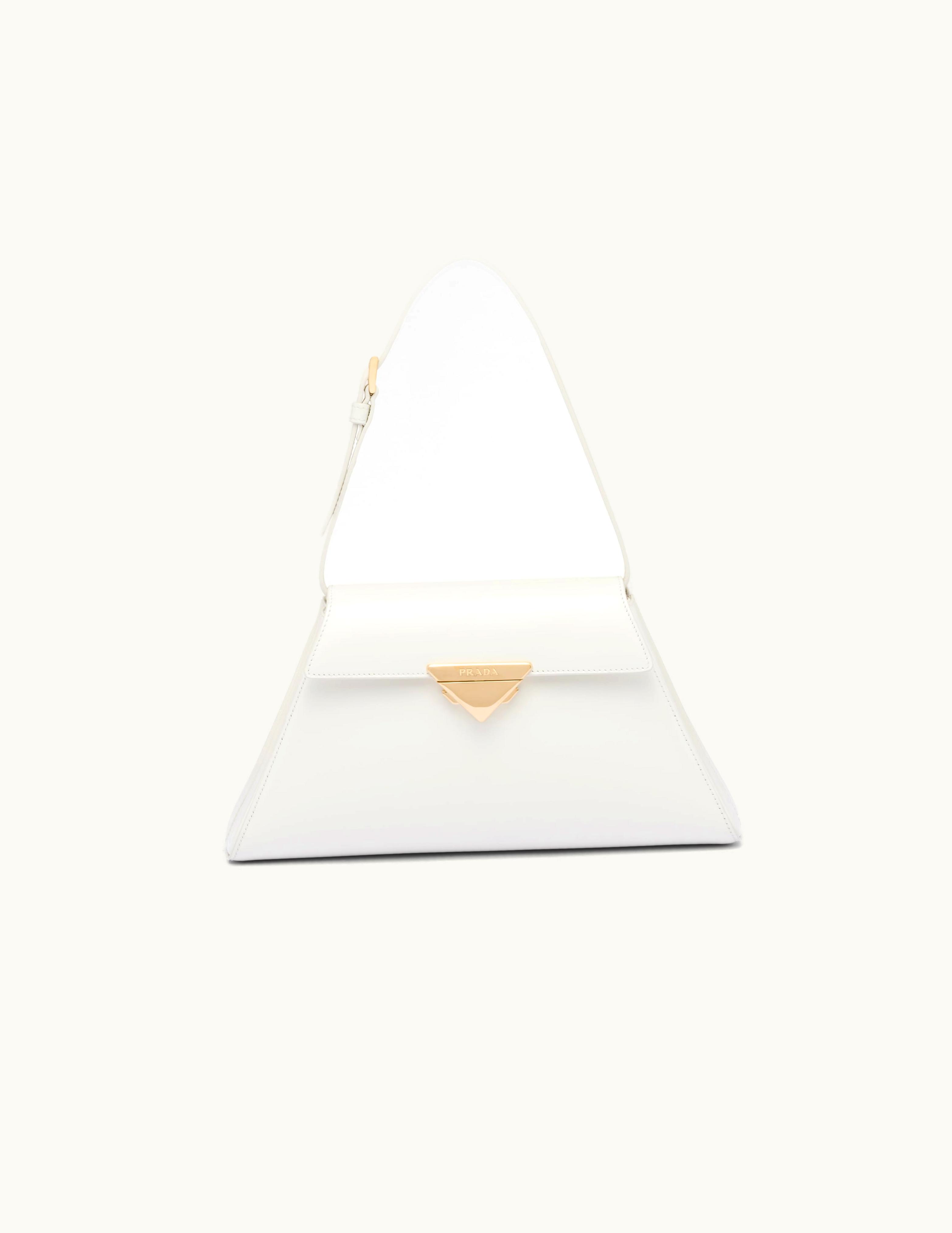 Prada Prada White Medium Brushed Leather Handbag