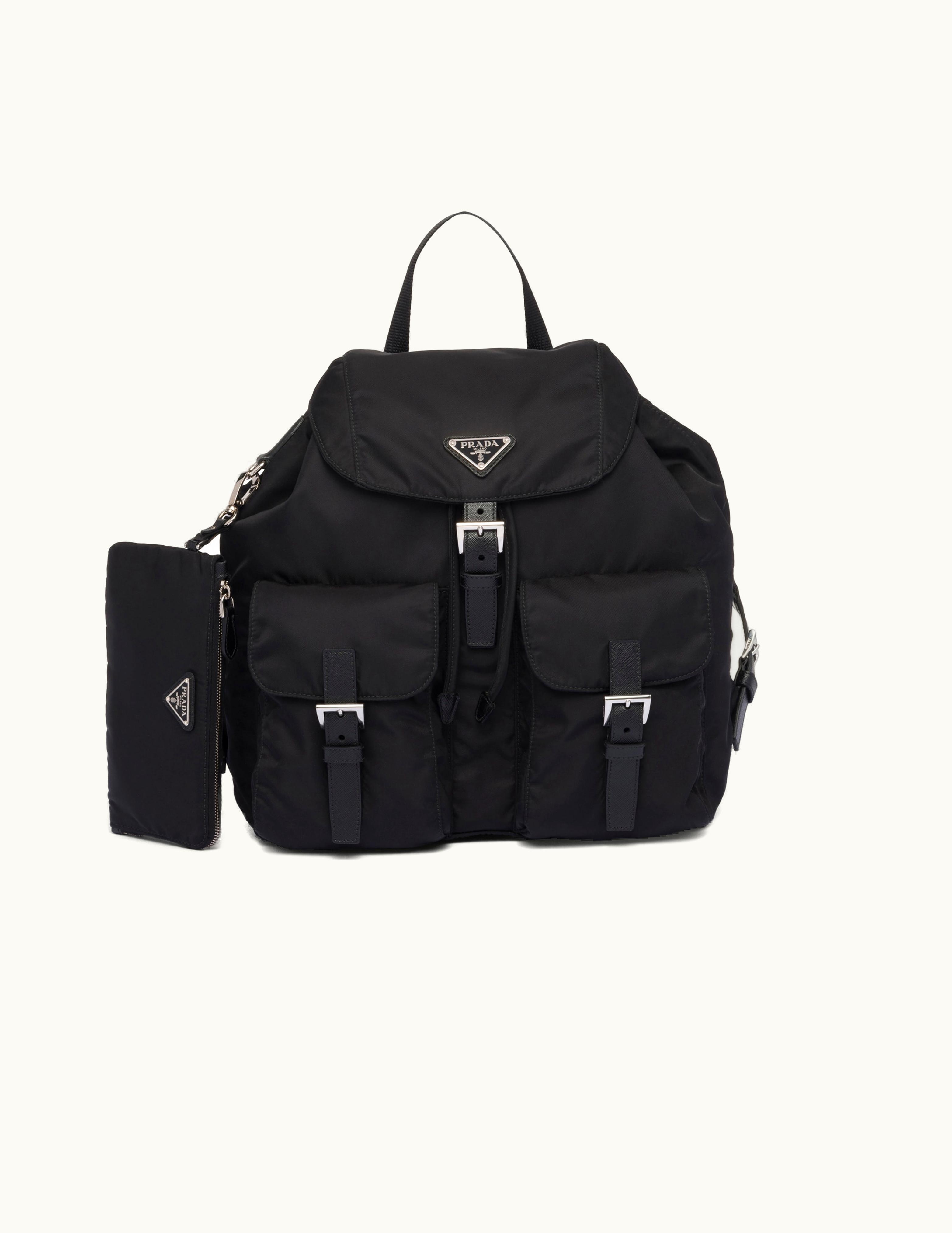 Prada Prada Black Re-nylon Medium Backpack With Pouch