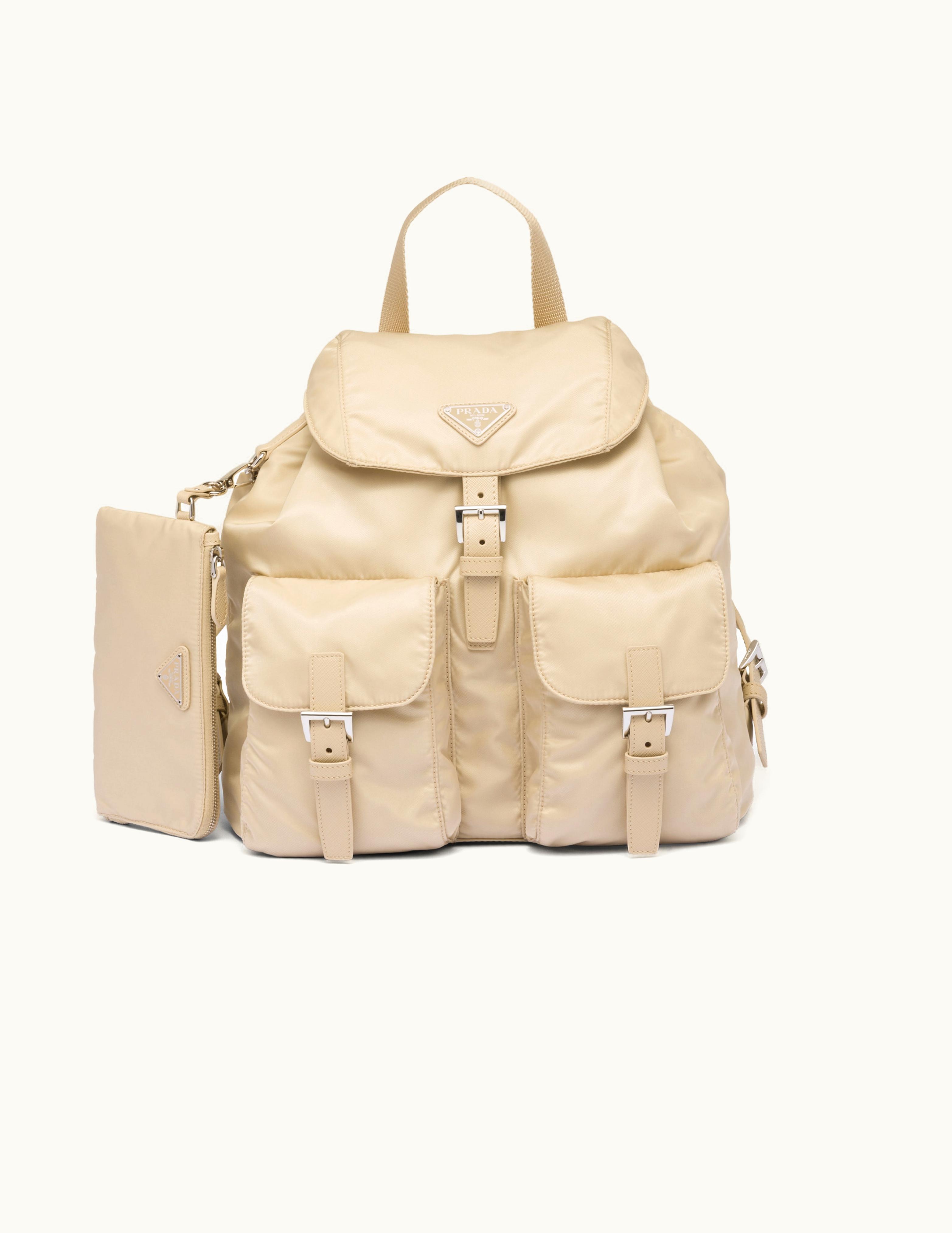 Prada Prada Desert Beige Re-nylon Medium Backpack With Pouch