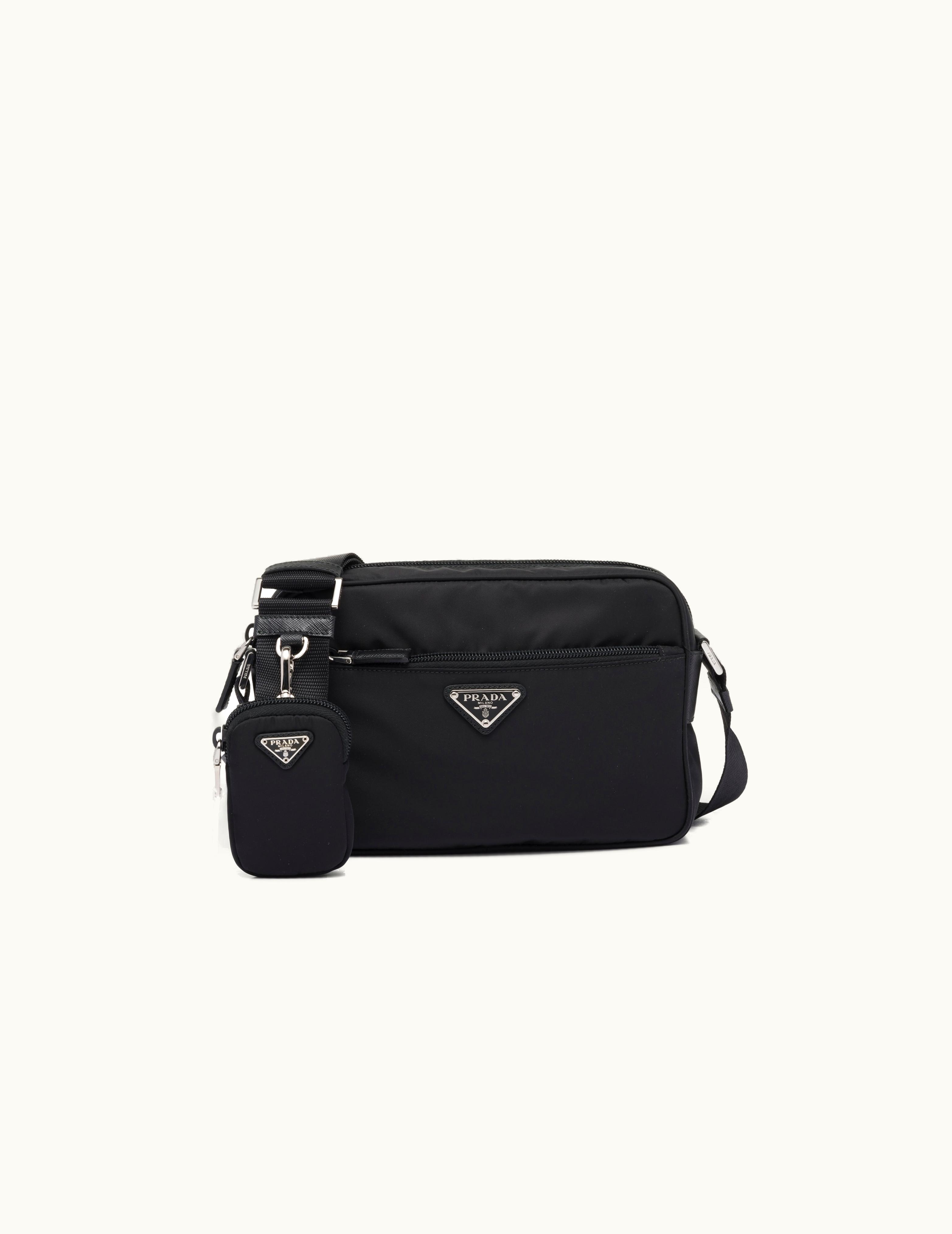 Prada Prada Re-Nylon Shoulder Bag with Detachable Pouch Black