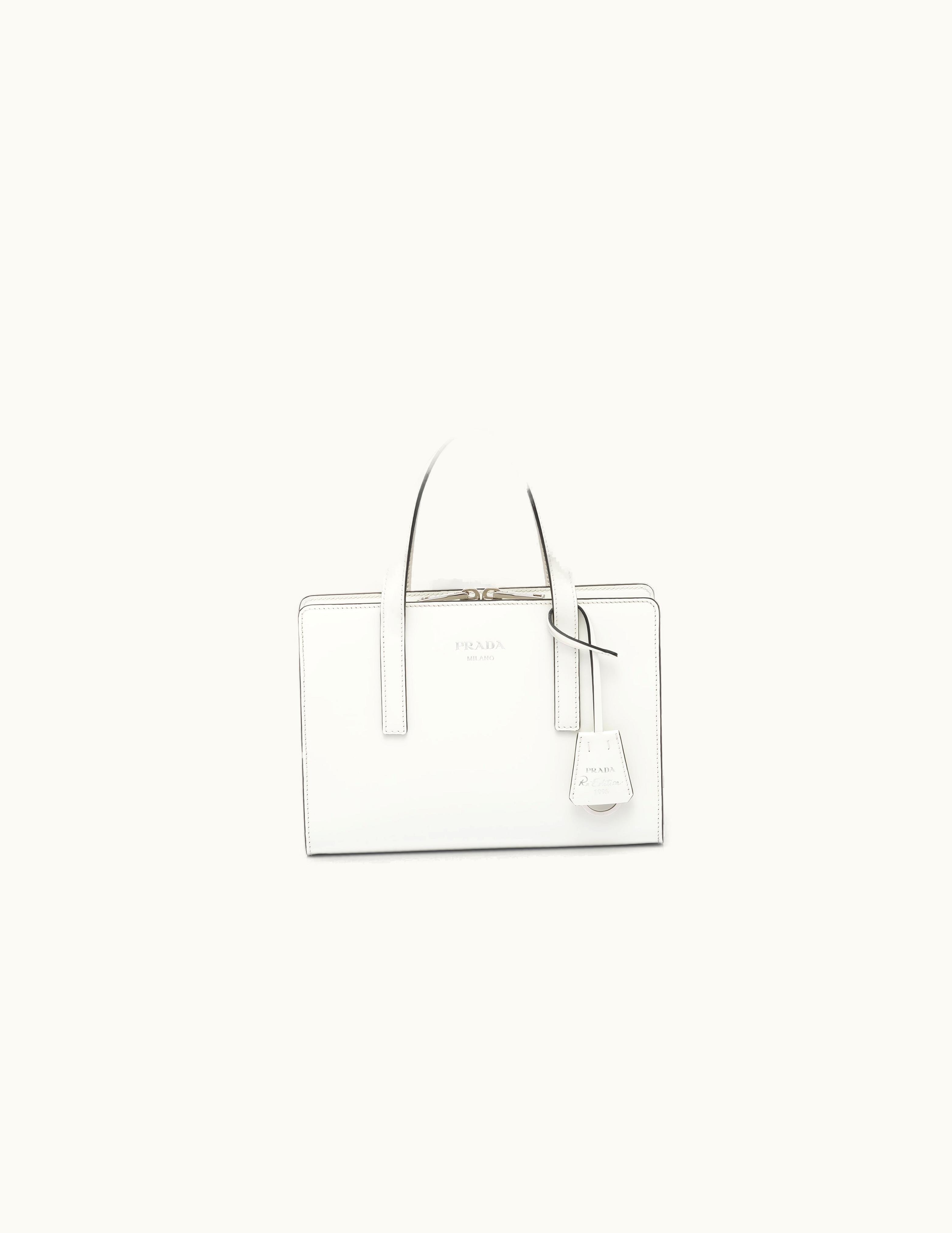 Prada White Prada Re-edition 1995 Brushed-leather Mini Handbag