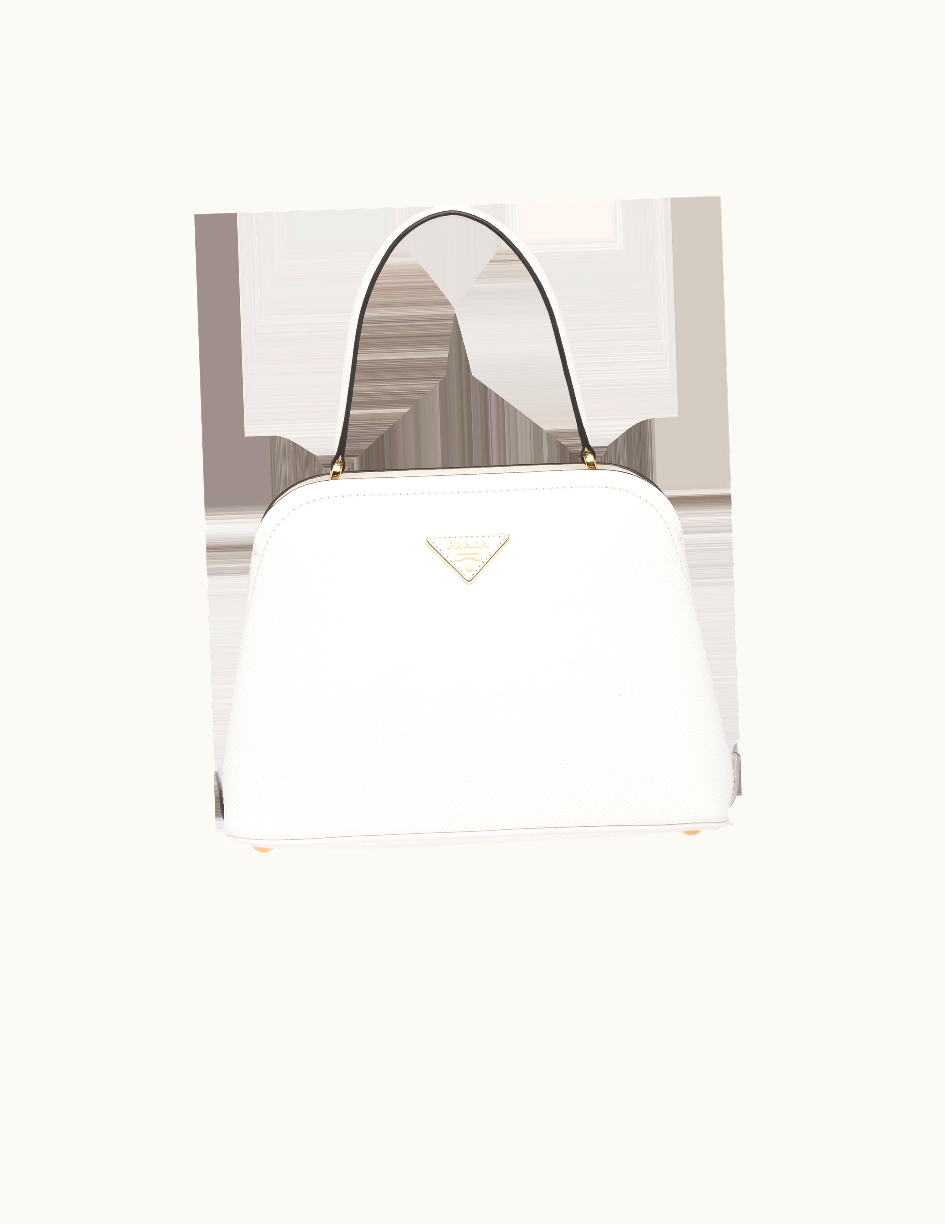 Prada White Medium Saffiano Leather Prada Matinée Bag