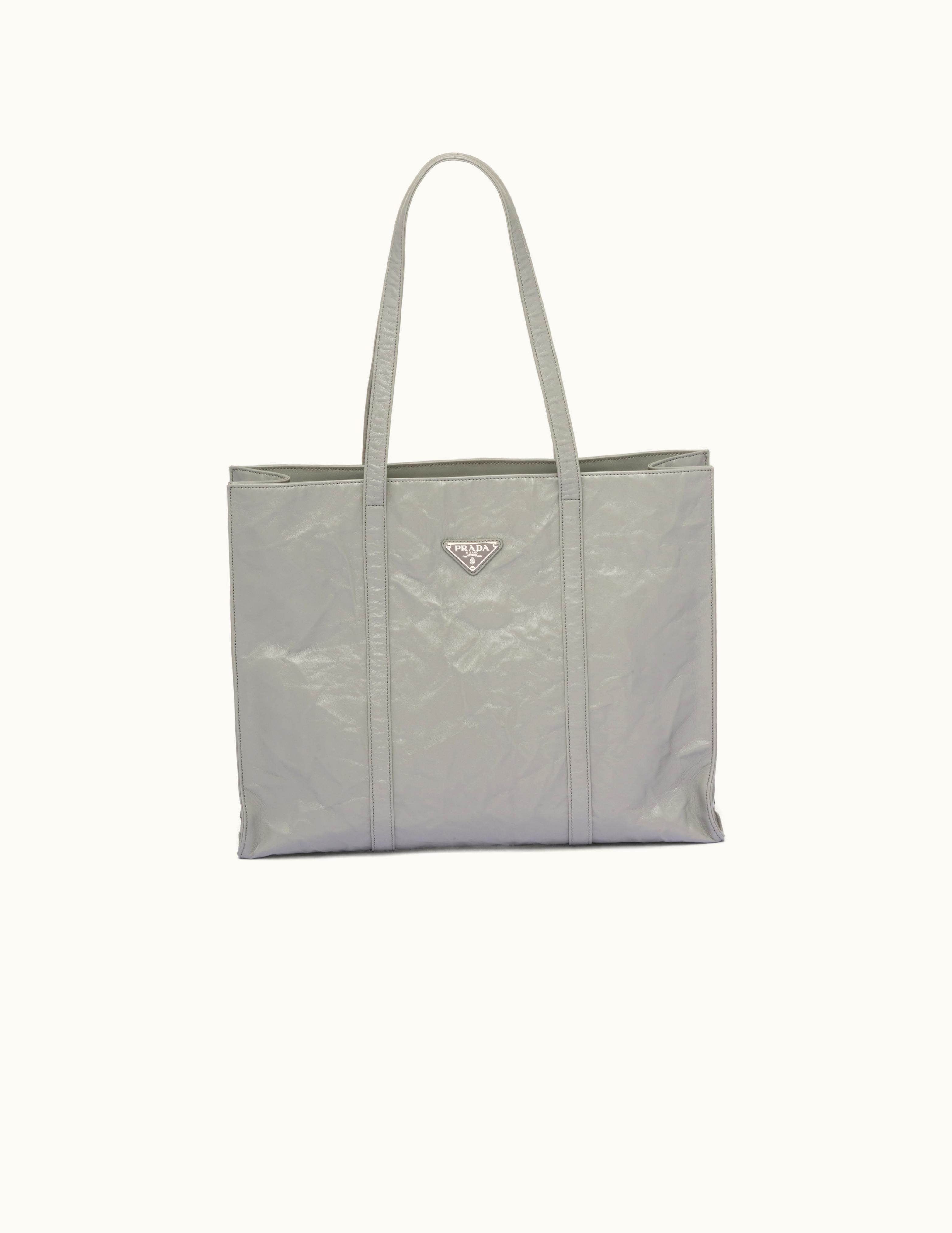 Prada Prada Slate Gray Large Antique Nappa Leather Tote