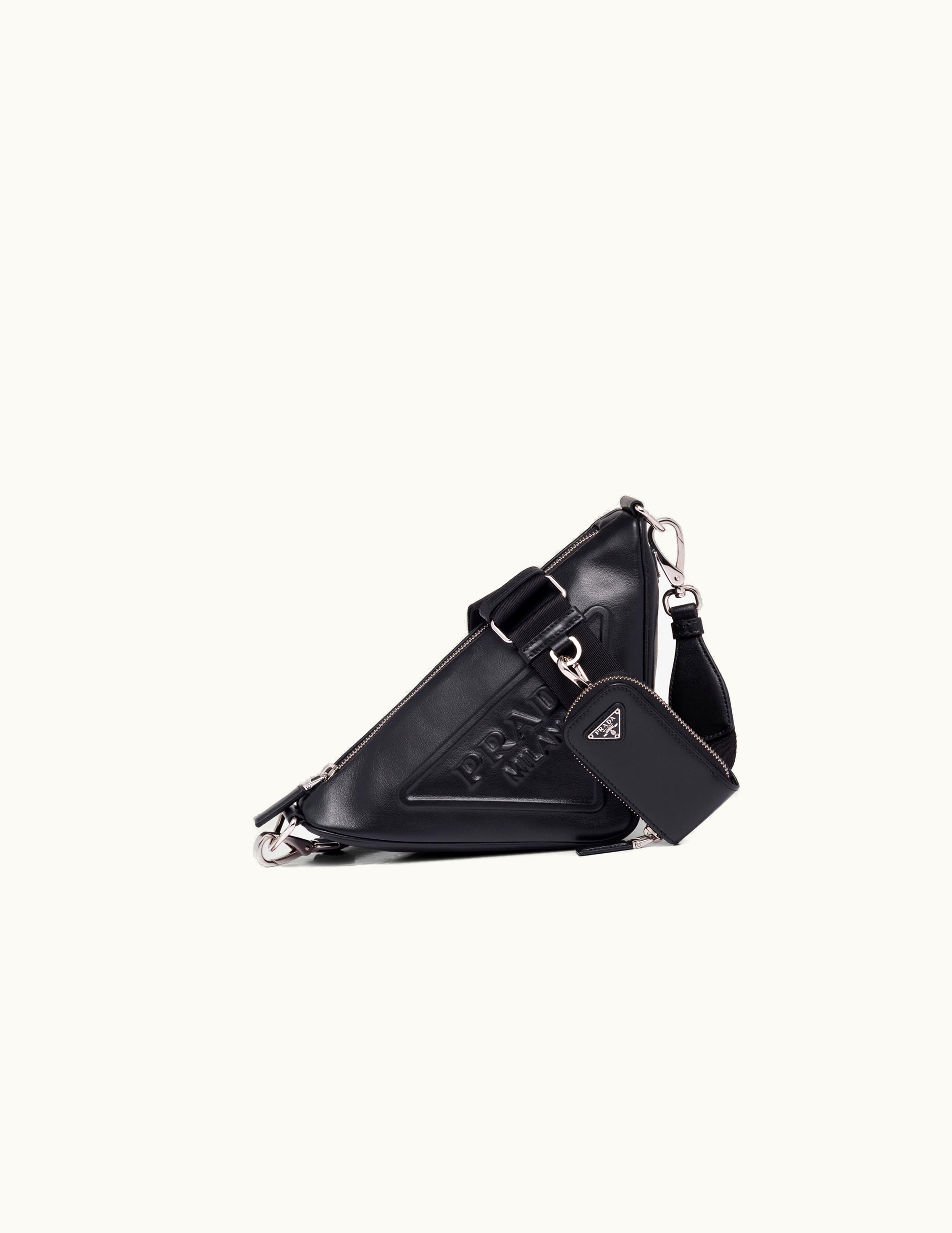 Prada Black Prada Triangle Leather Shoulder Bag
