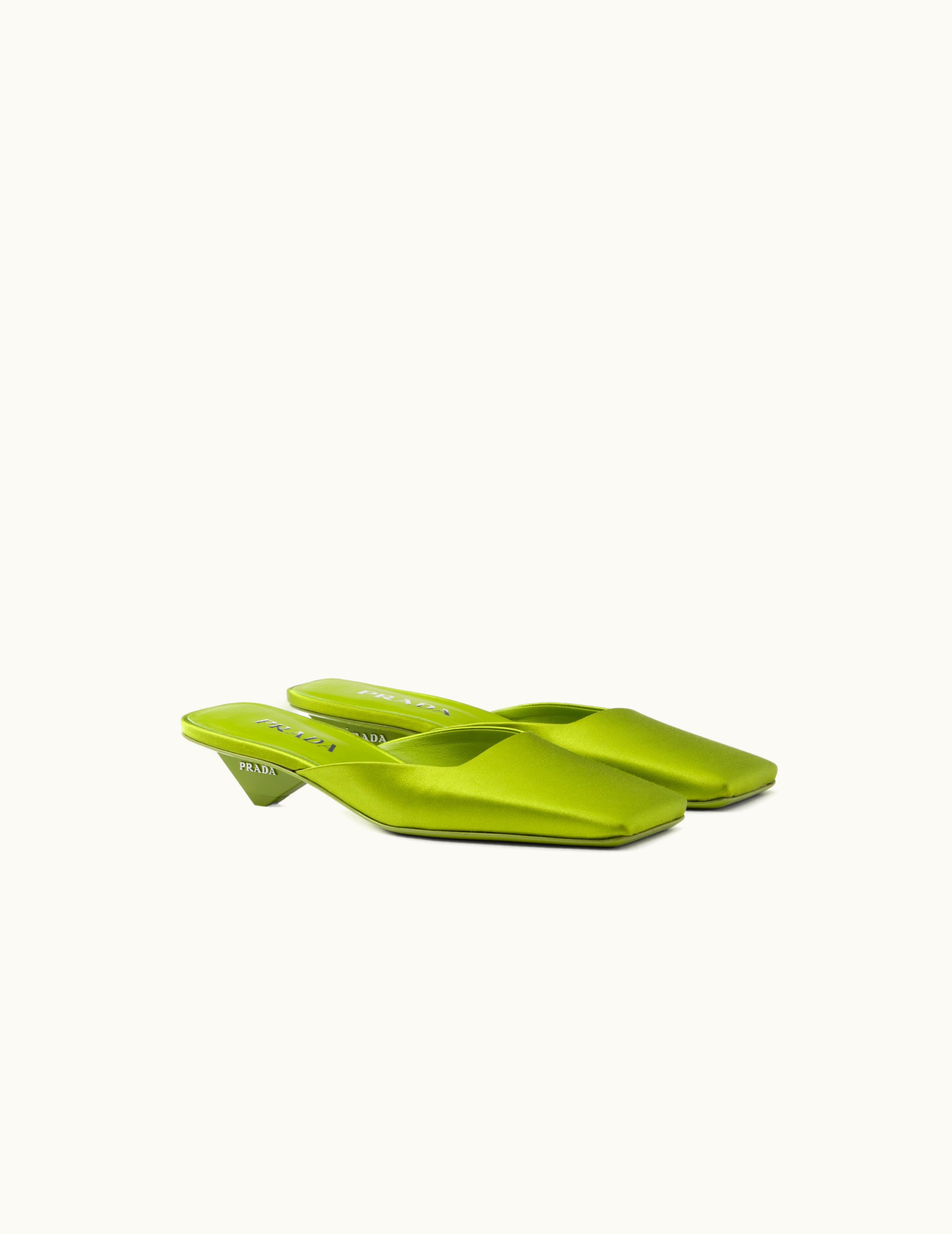 Prada Prada Fern Green Satin Mules