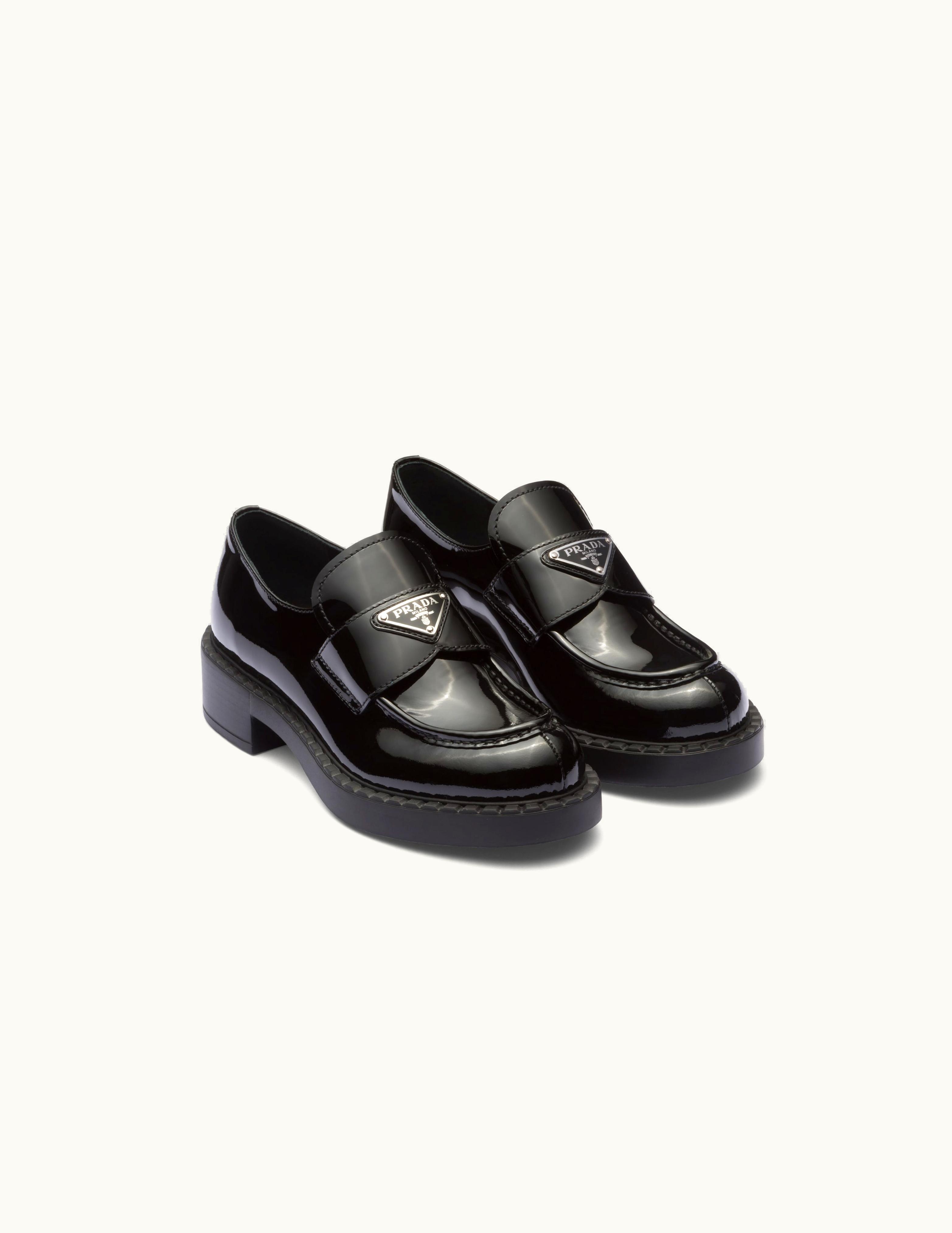 Prada Prada Black Chocolate Patent Leather Loafers