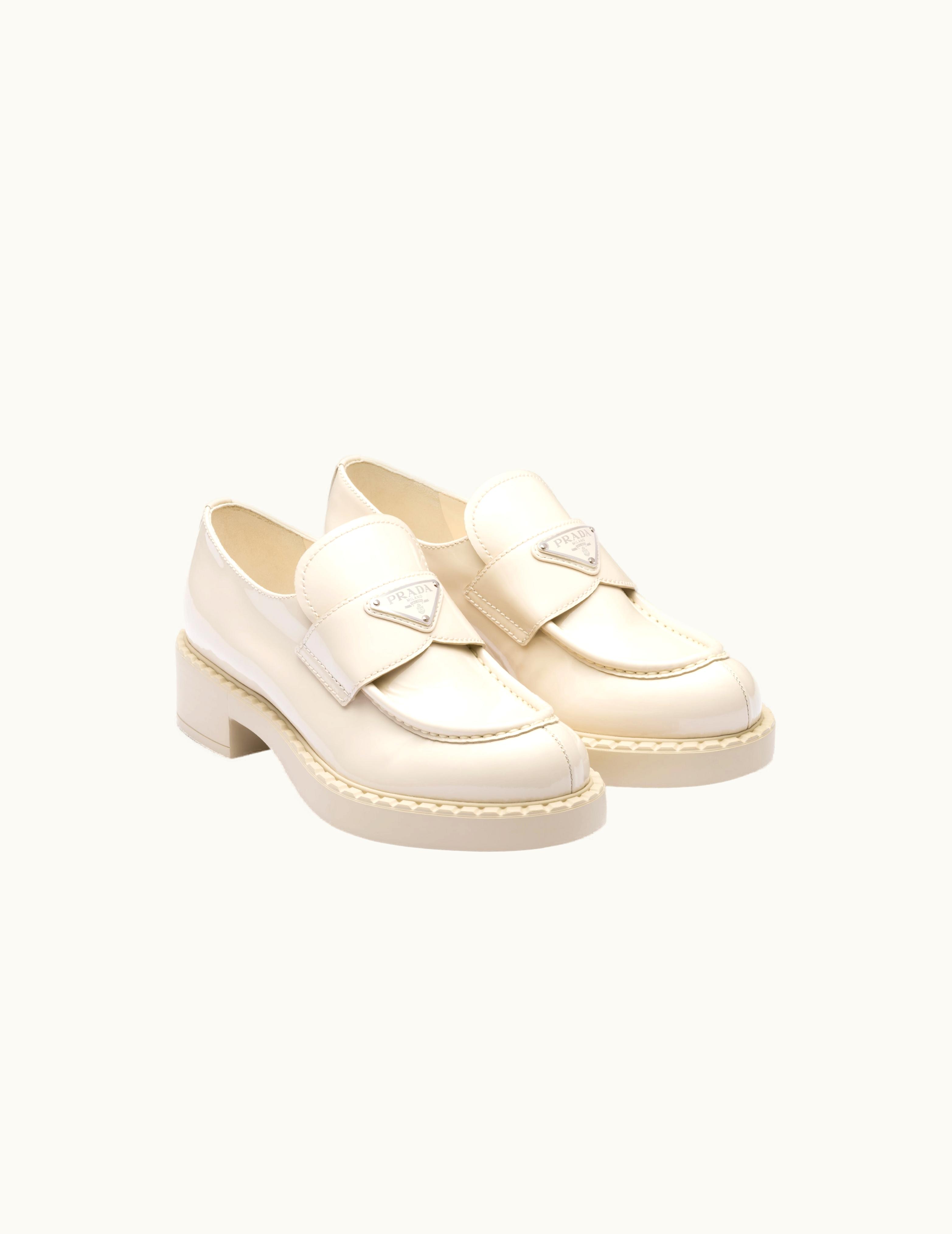 Prada Prada Ivory Chocolate Patent Leather Loafers