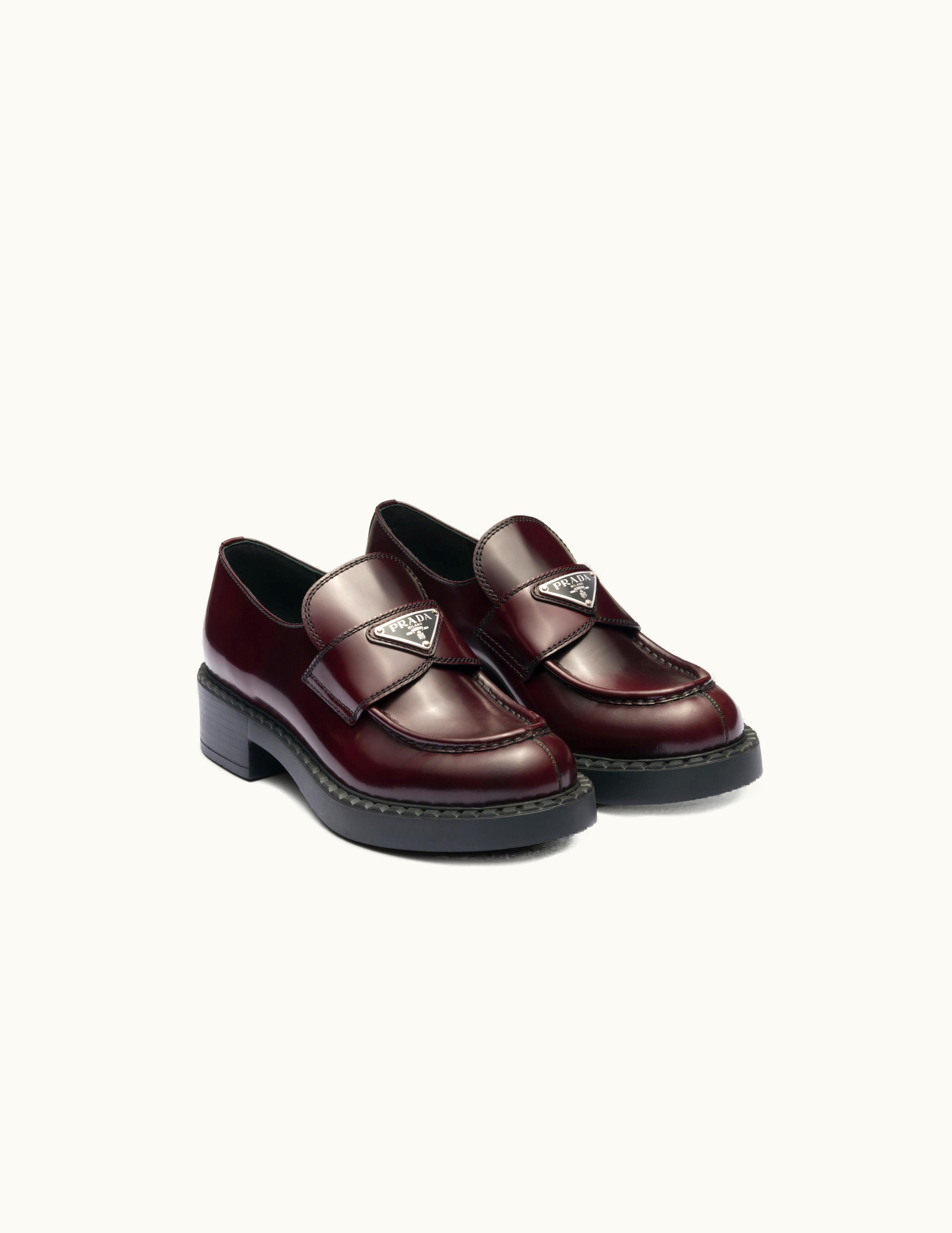 Prada Prada Cordovan Chocolate Brushed Leather Loafers