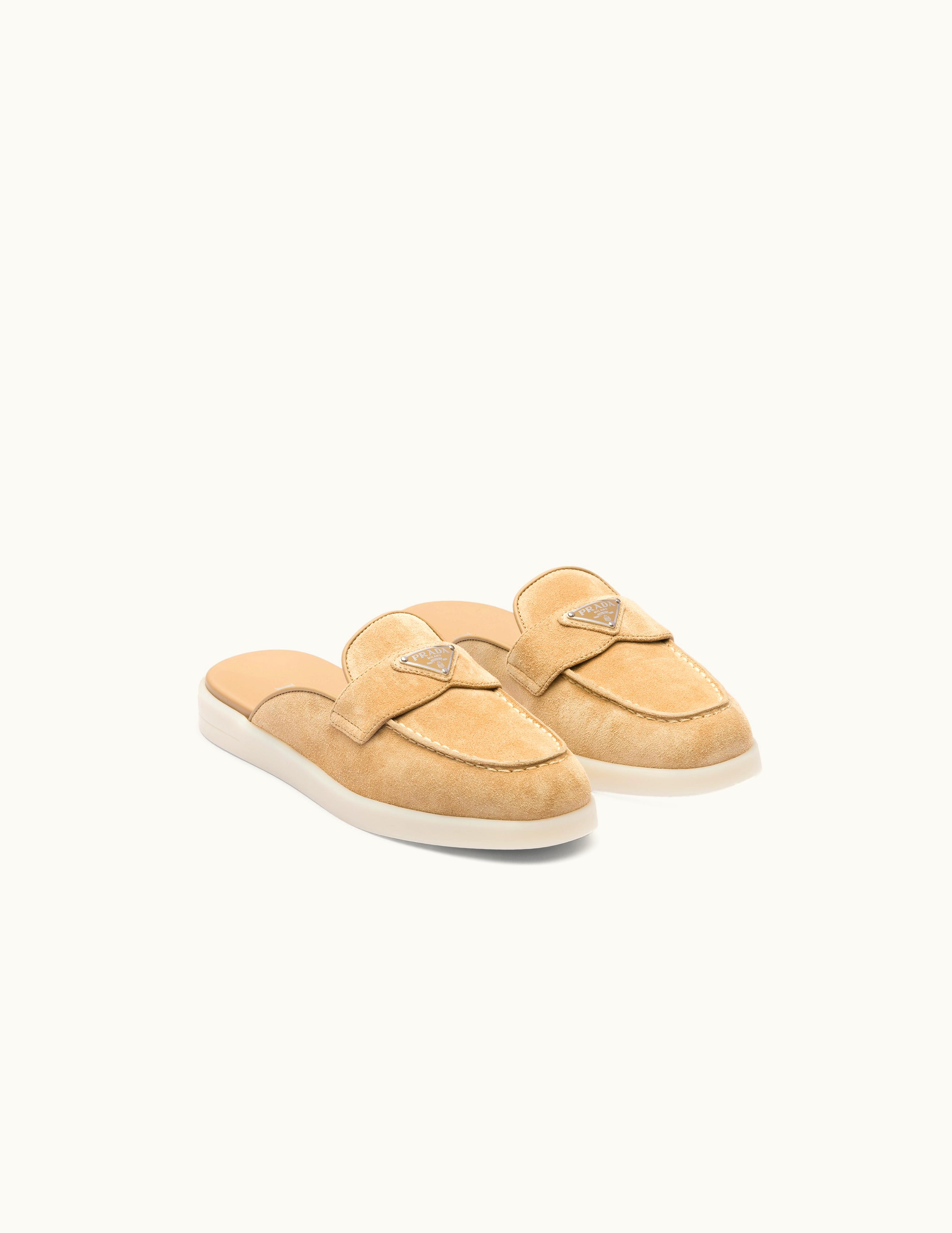 Prada Prada Ecru Suede Leather Sabots