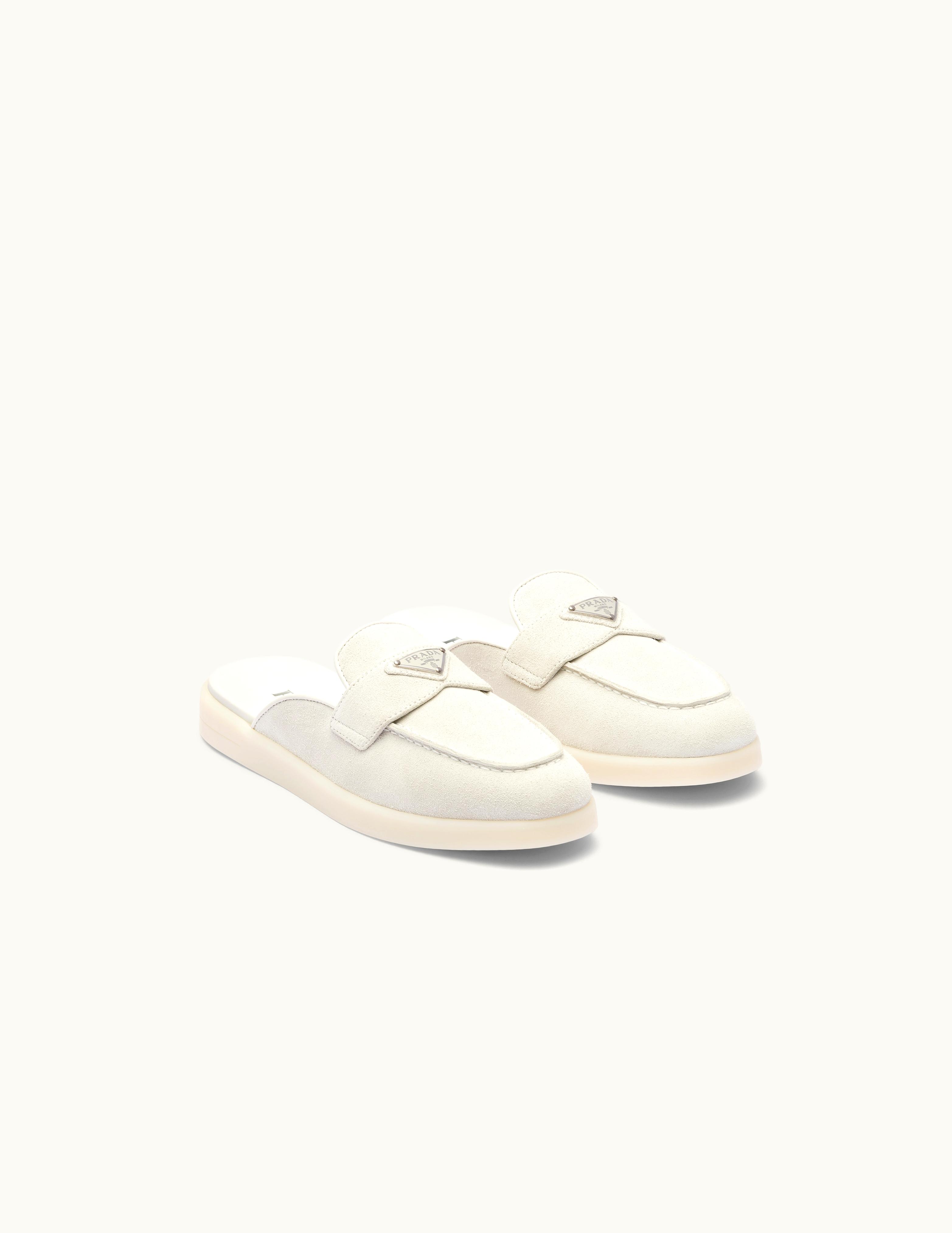 Prada Prada Chalk White Suede Leather Sabots