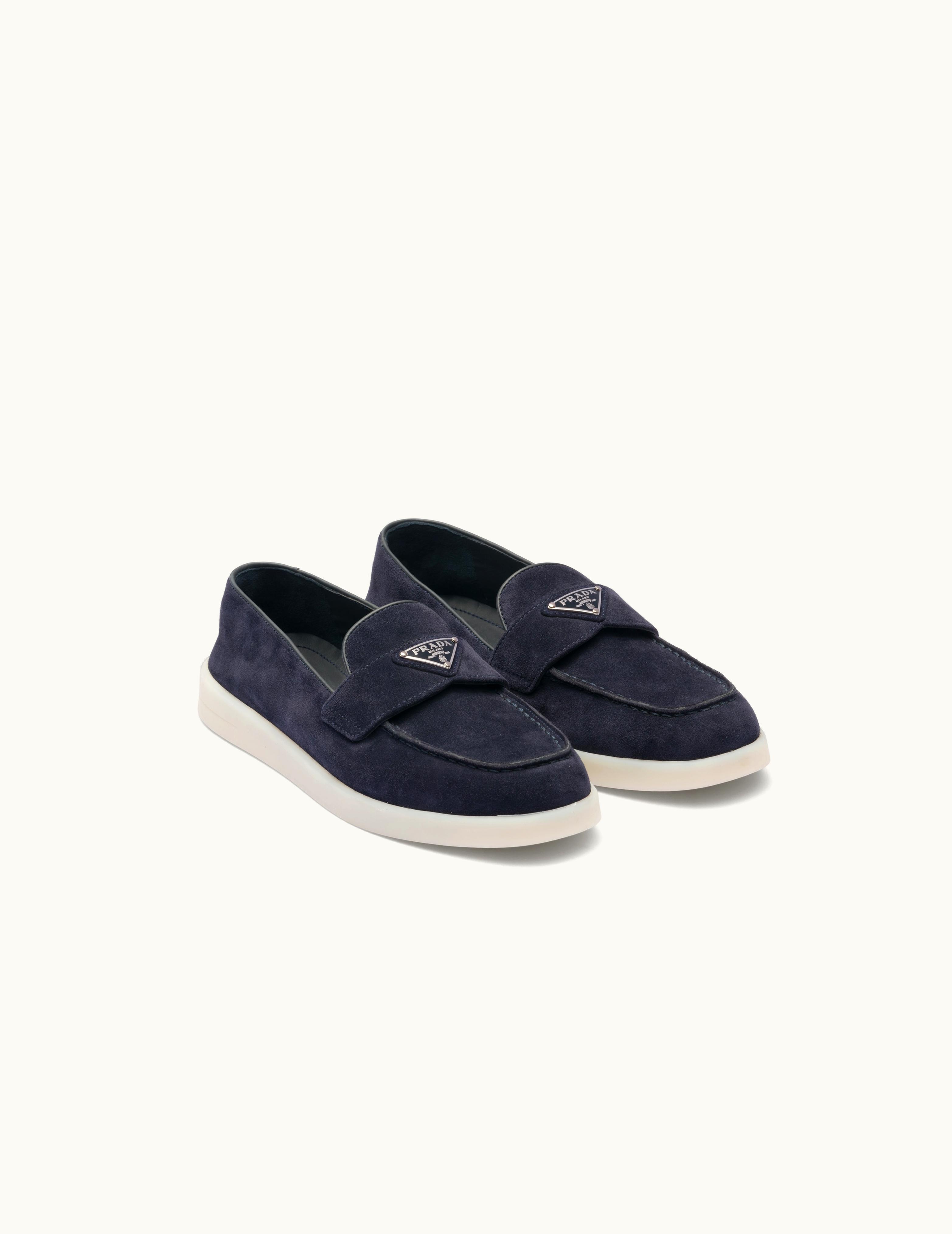 Prada Prada Navy Suede Leather Loafers
