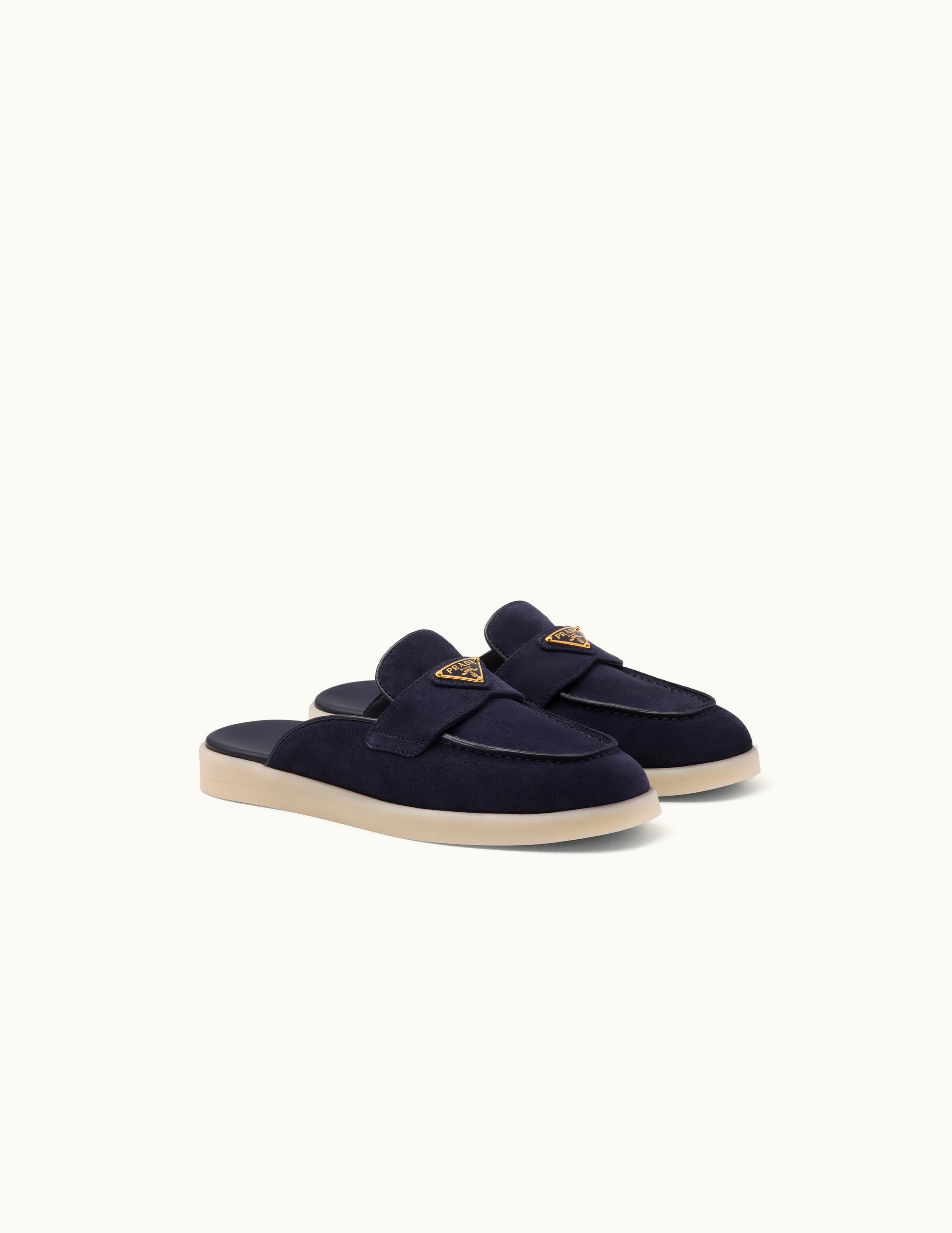 Prada Prada Navy Suede Leather Sabots