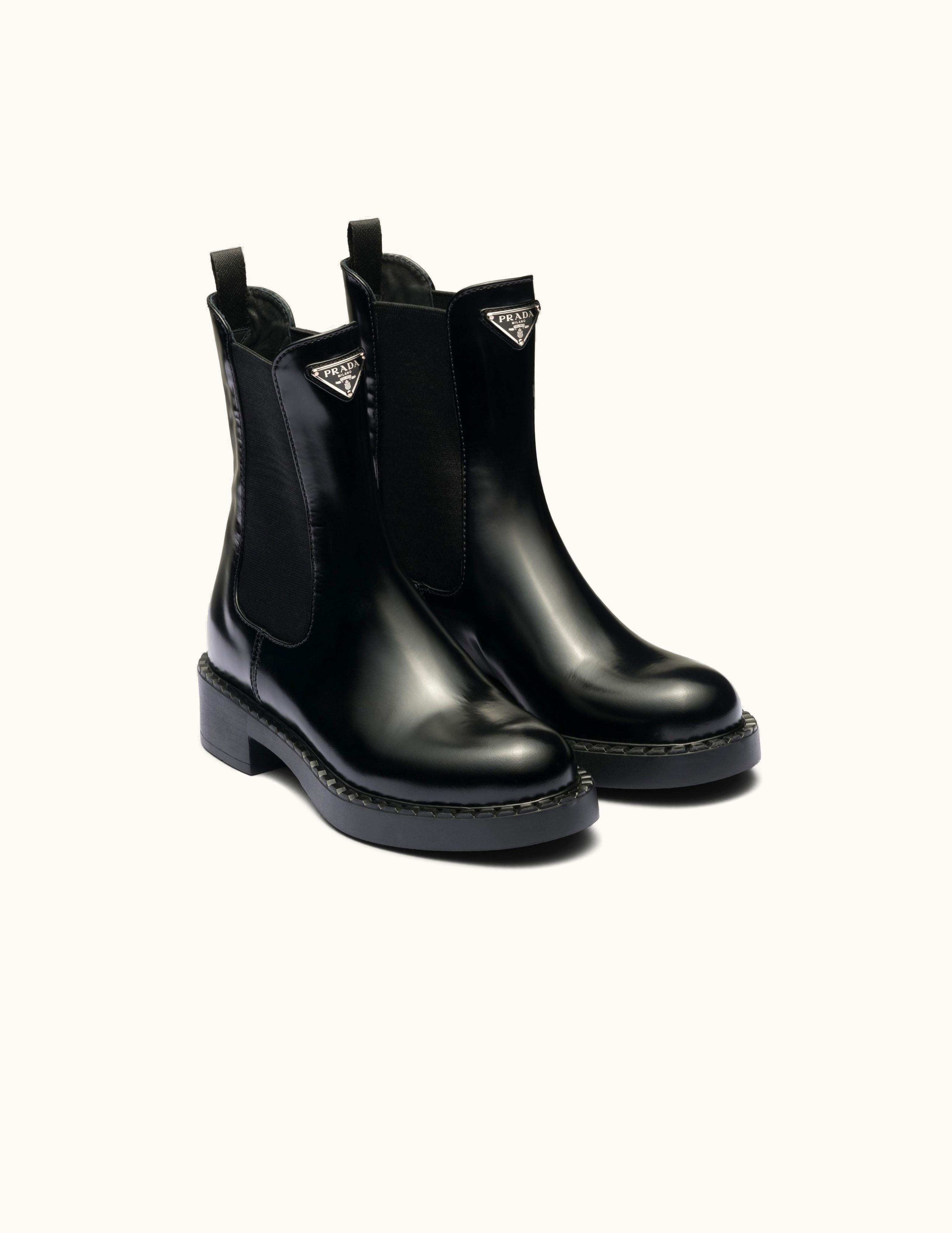 Prada Prada Black Brushed Leather Booties