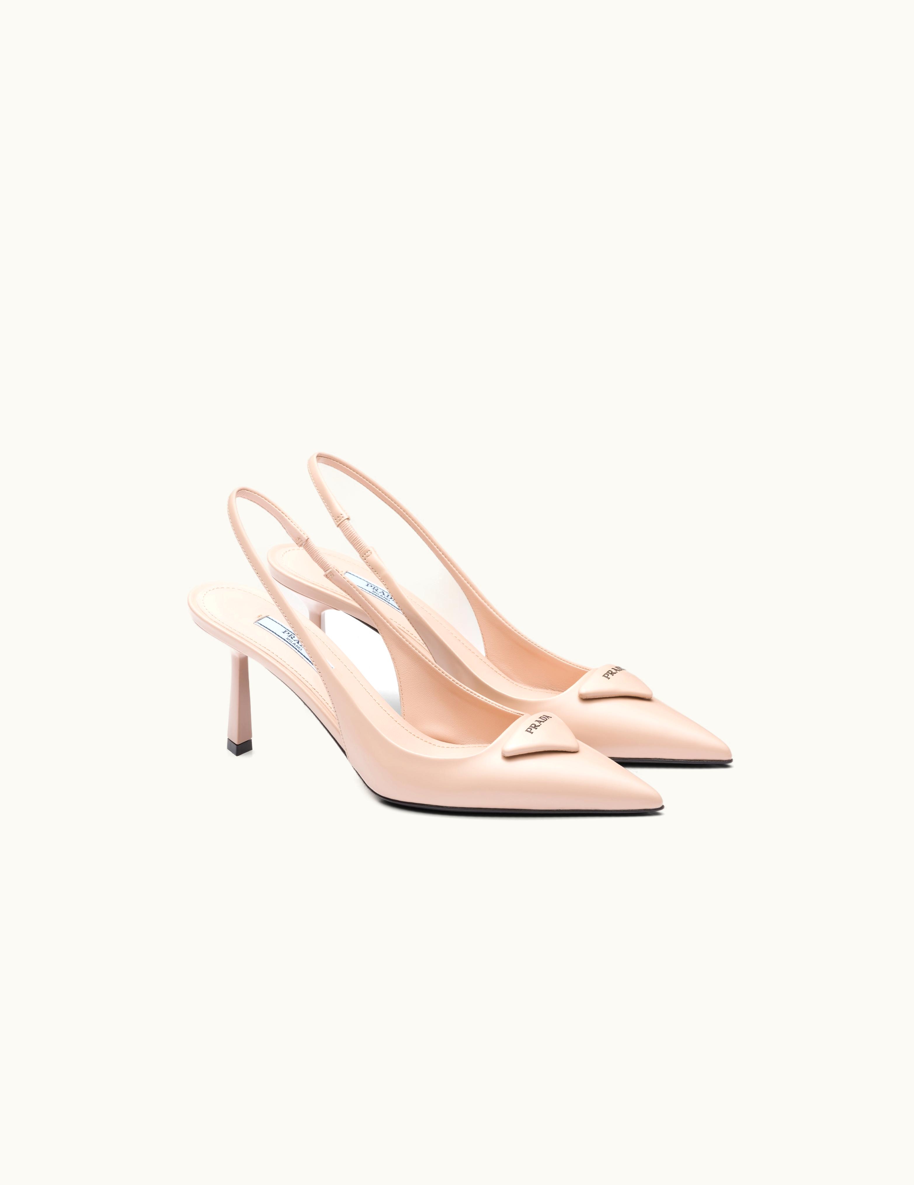 Prada Prada Powder Pink Brushed Leather Slingback Pumps